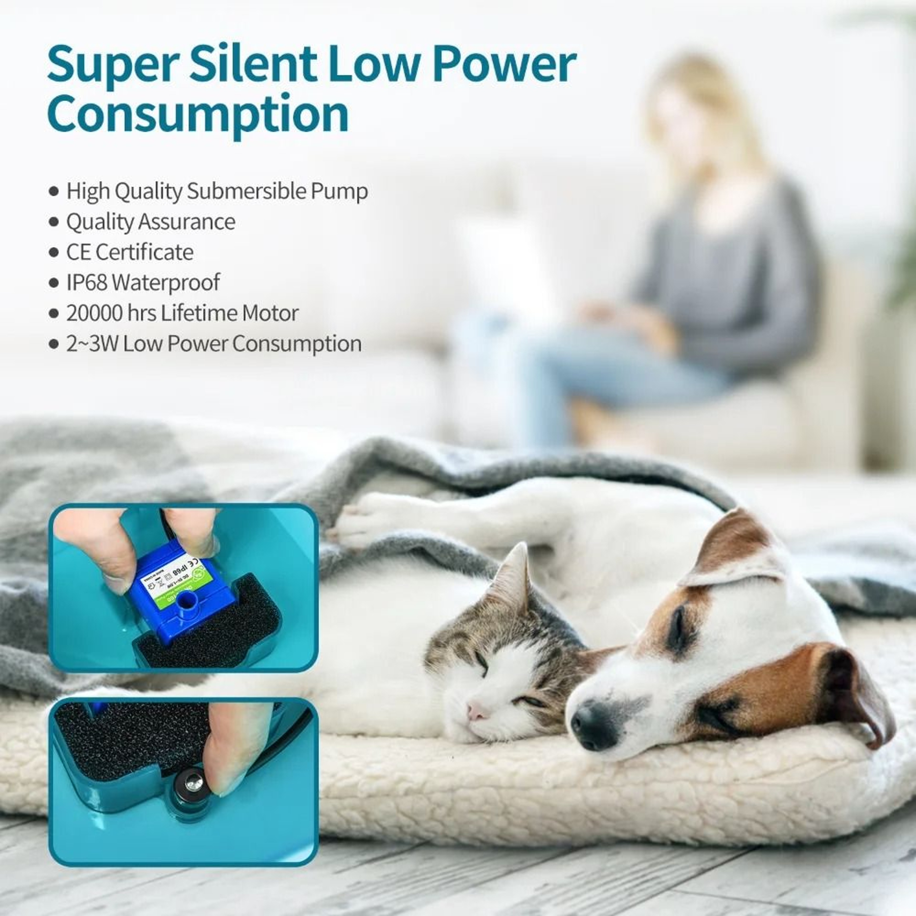LED Automatic Cat Water Fountain With USB Filter System 9