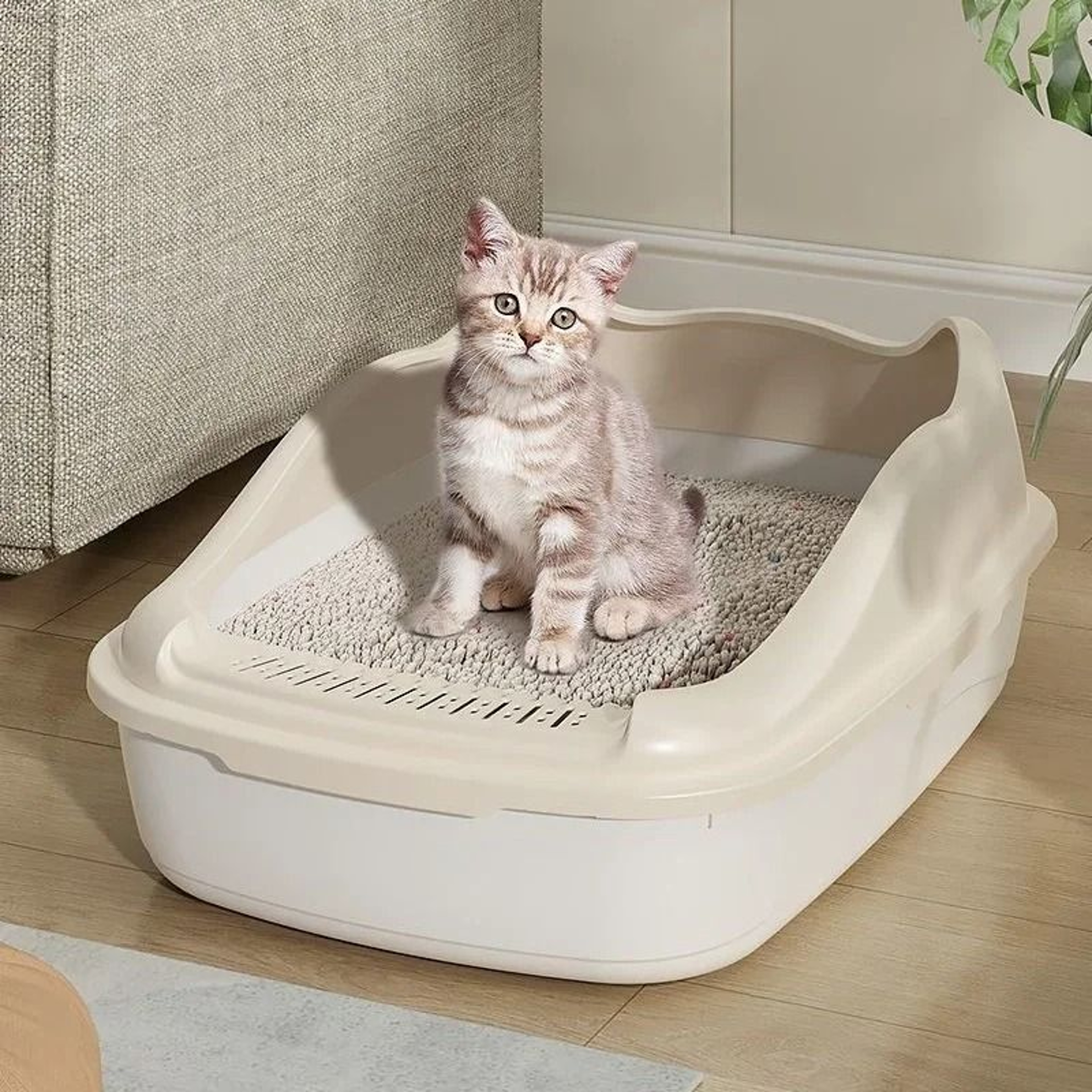 Anti Splash Cat Litter Box Sandbox Tray For Kittens And Cats 0