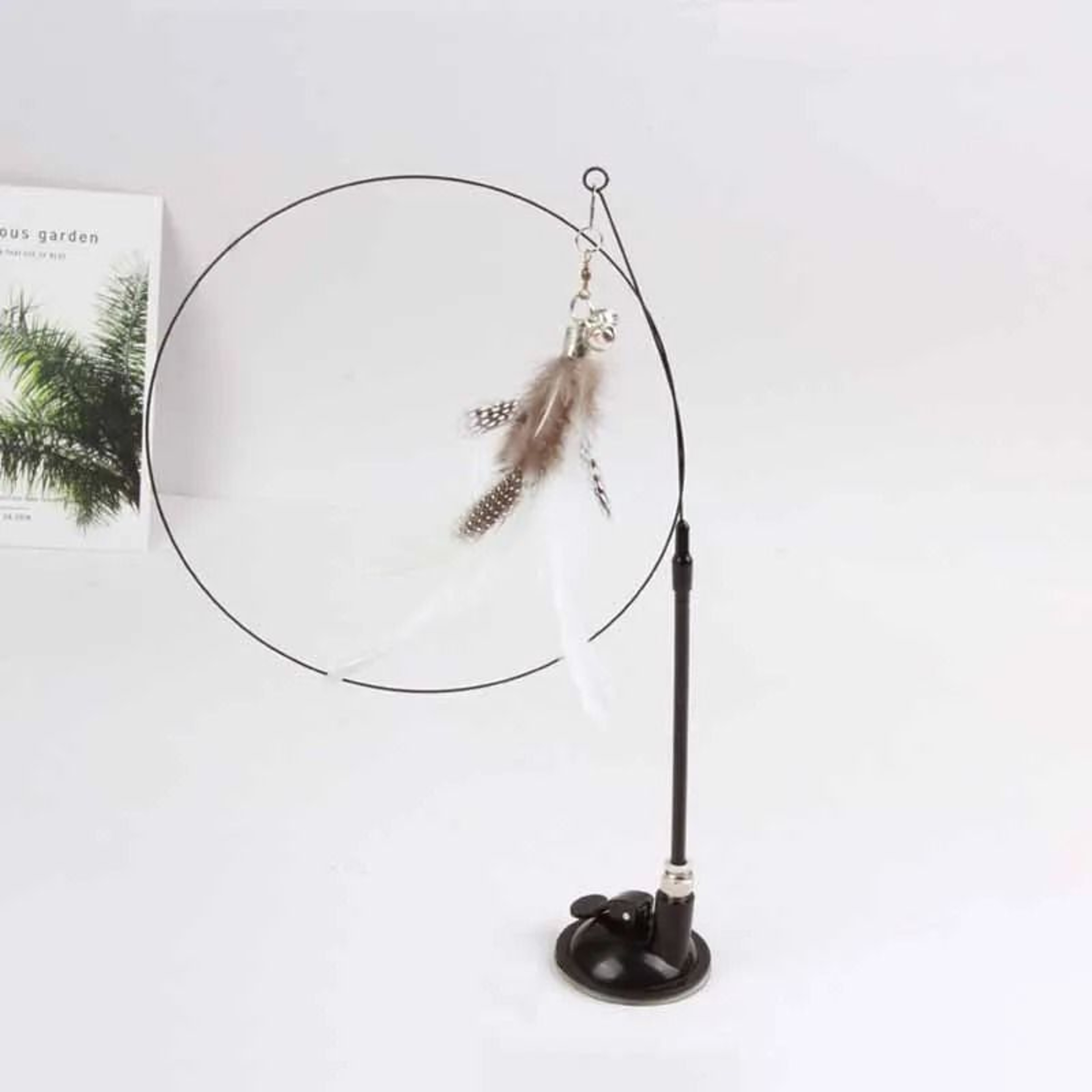 Colorful Feather Bell Suction Cup Interactive Cat Wand Toy 11