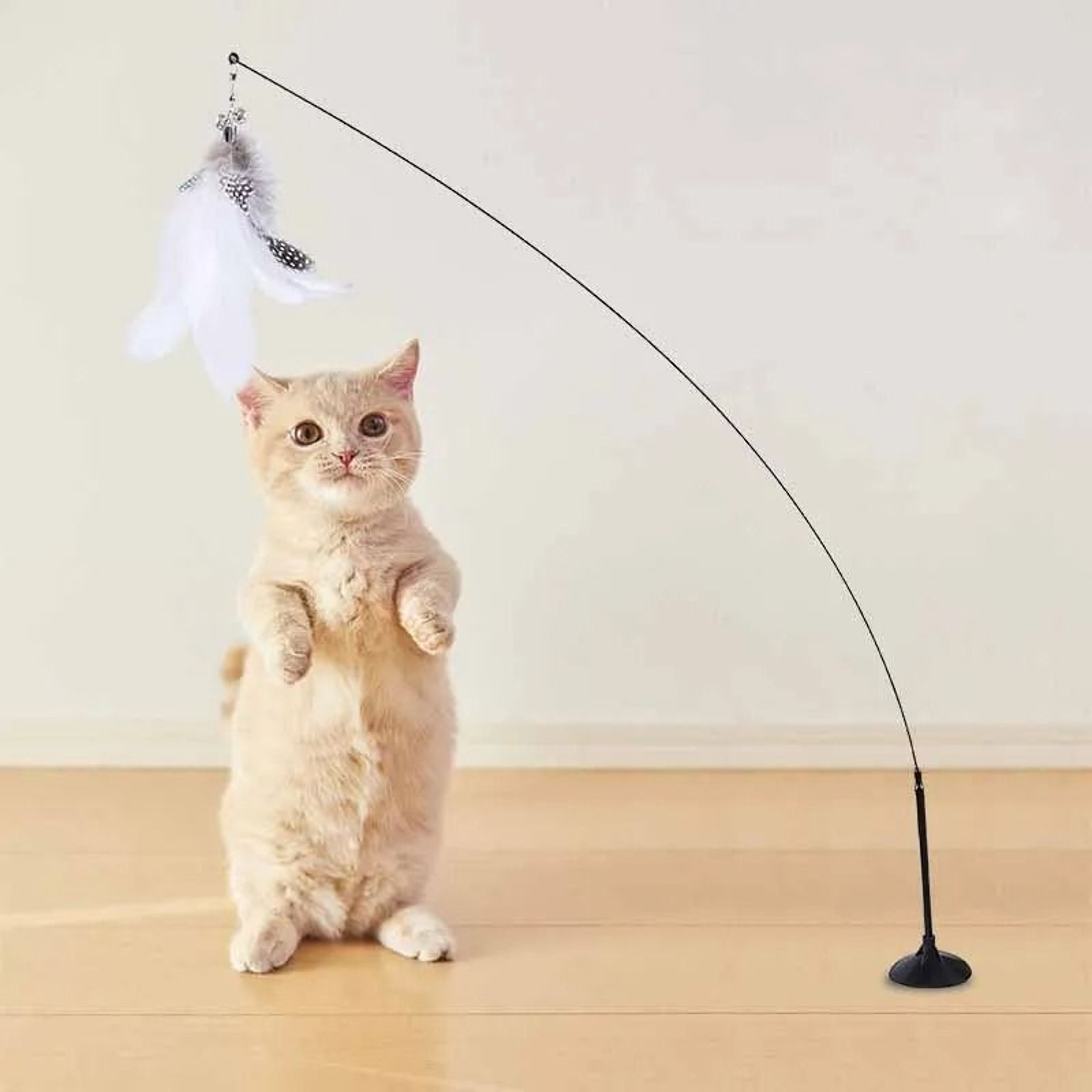 Colorful Feather Bell Suction Cup Interactive Cat Wand Toy 14