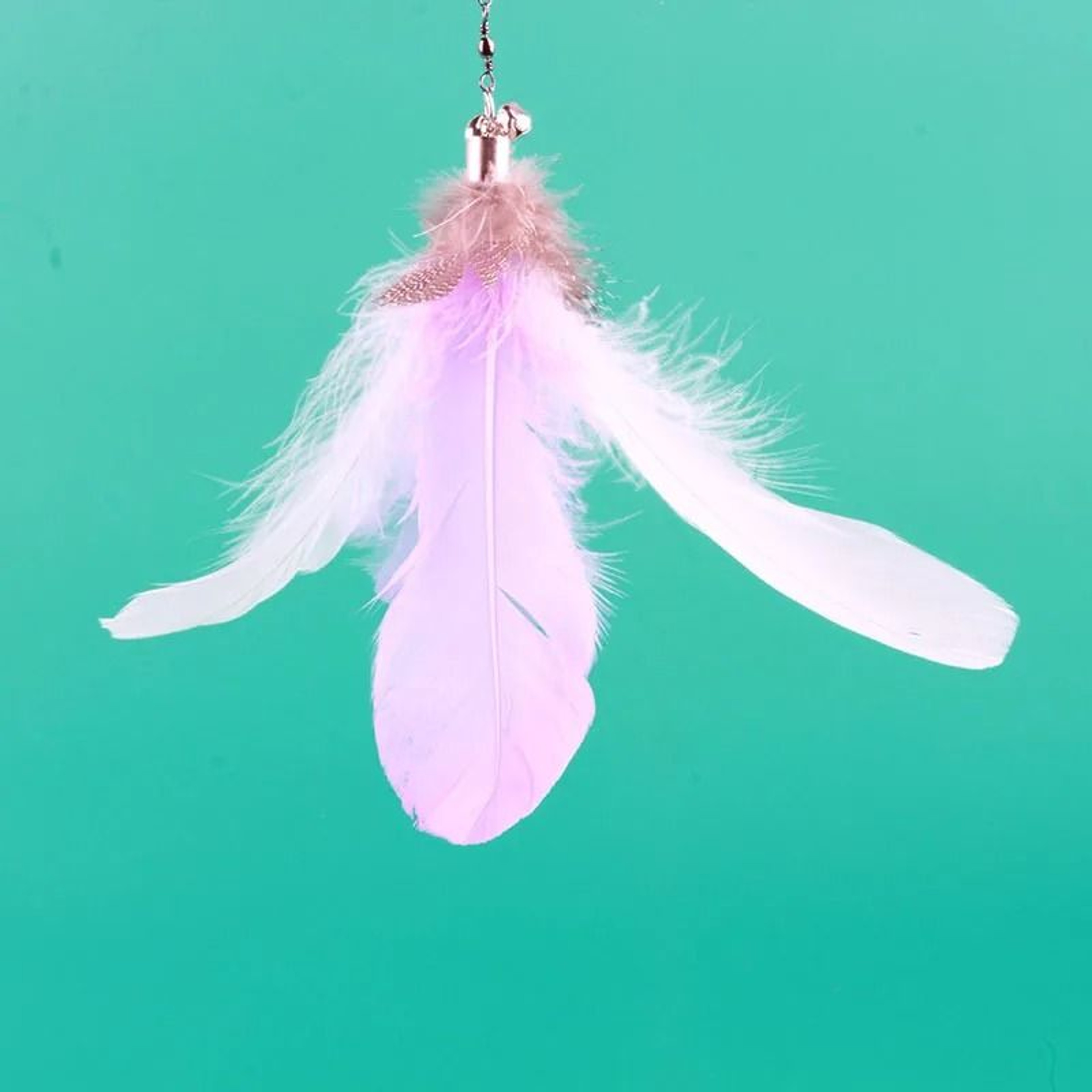Colorful Feather Bell Suction Cup Interactive Cat Wand Toy 3