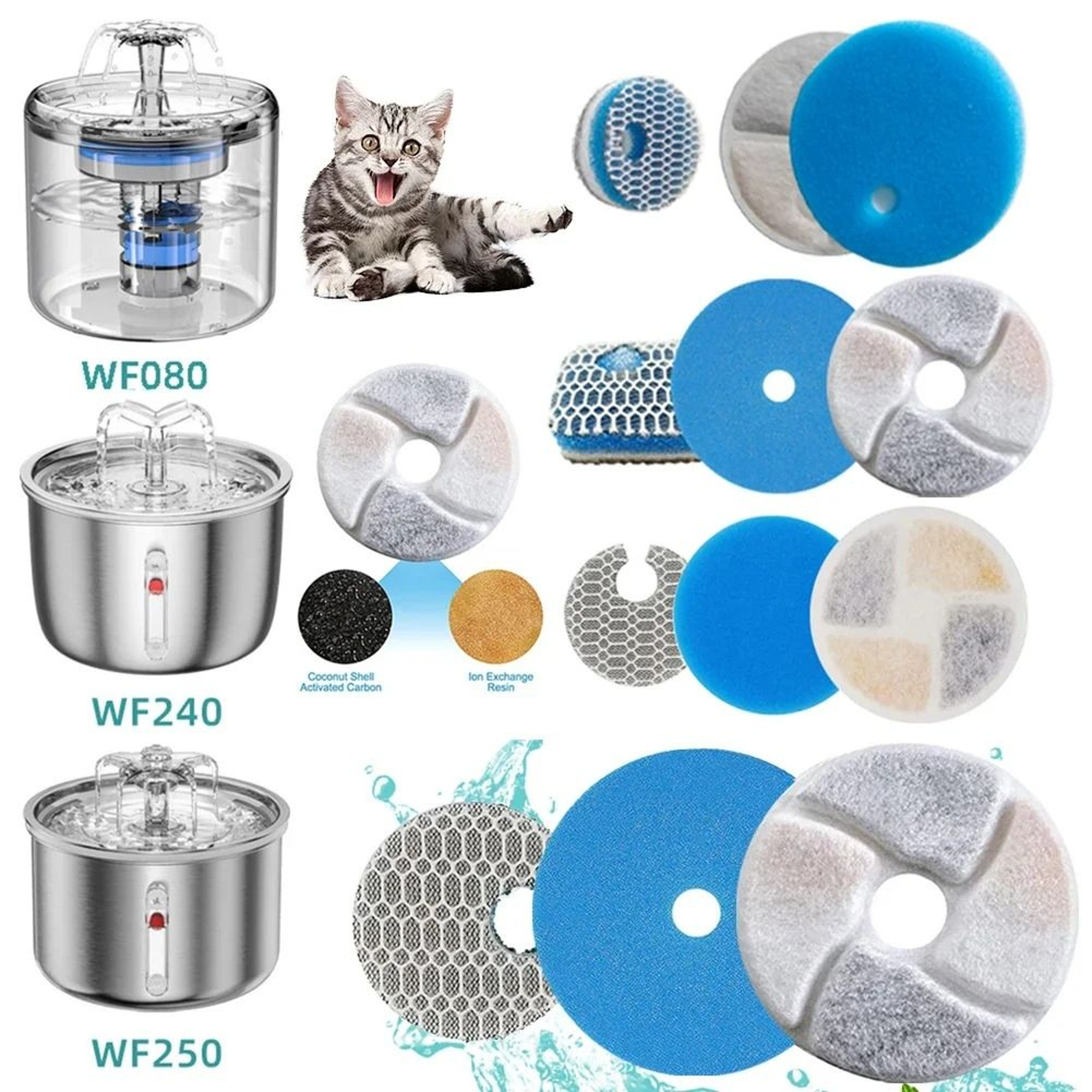 Cat Water Fountain Filter Replacement Set Activated Carbon Pet Fountain Filters For Clean Fresh Wat 0