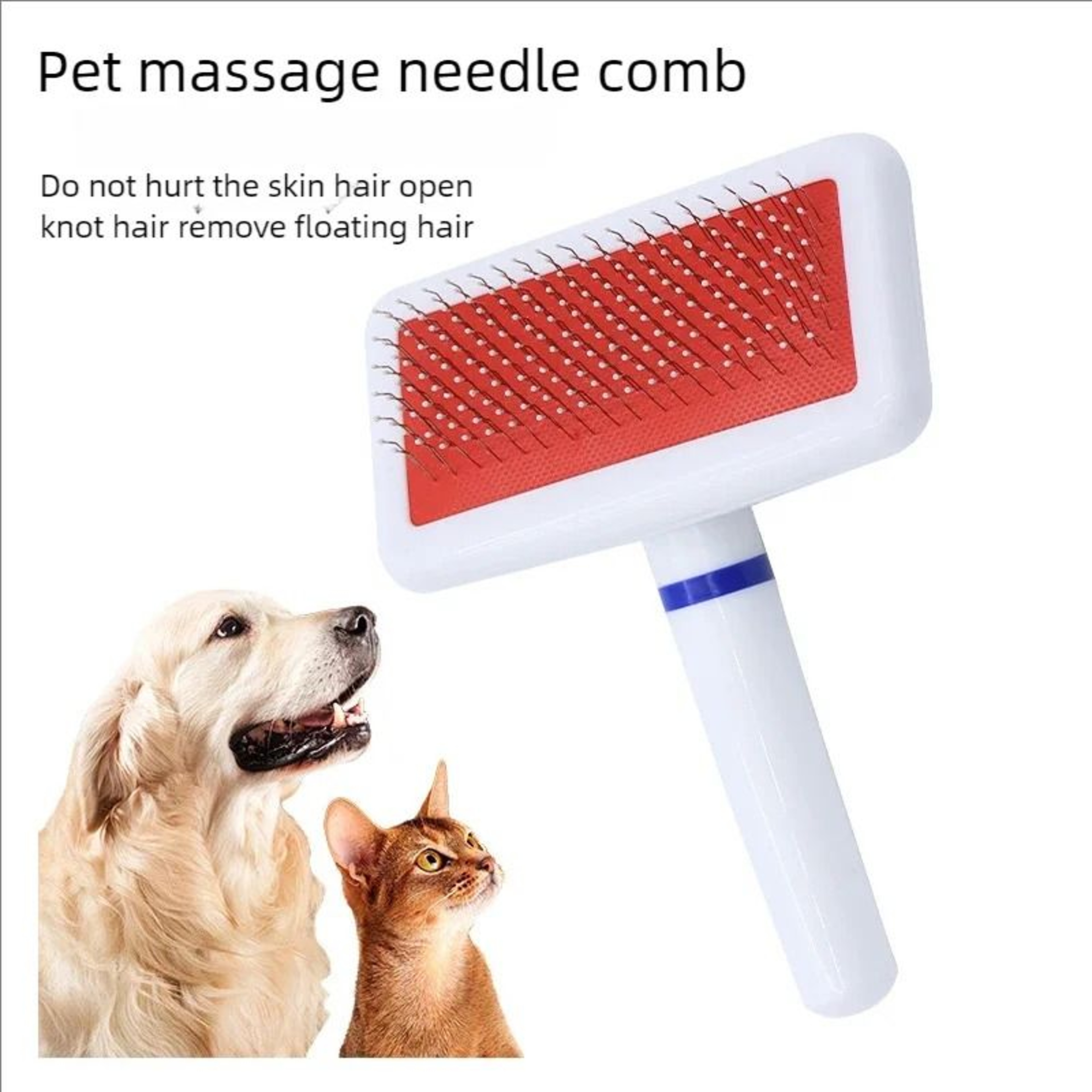 Pet Hair Remover Brush Stainless Steel Dog And Cat Grooming Comb With Non Slip Handle 5