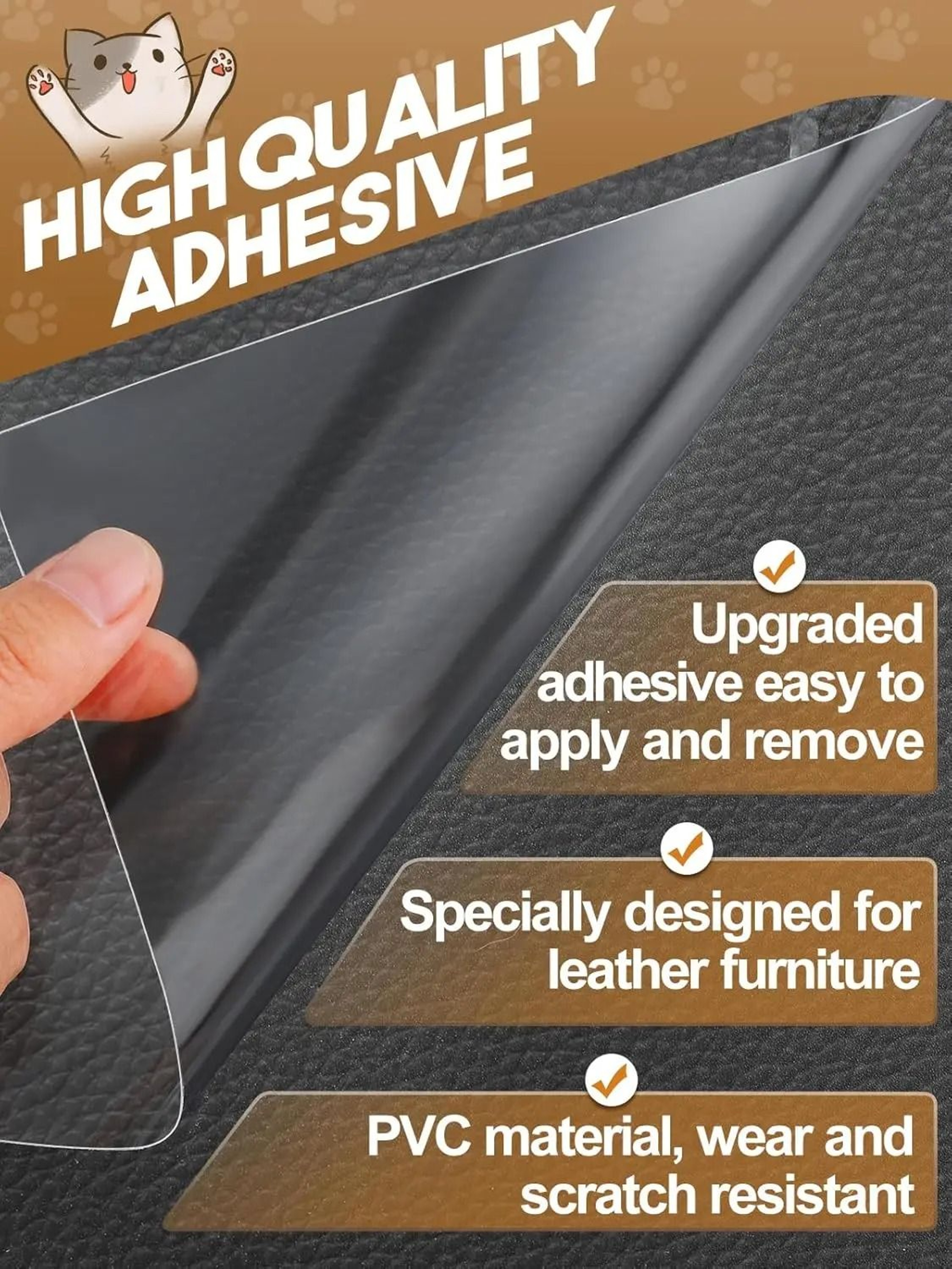 Transparent Cat Scratch Furniture Protector Cuttable Anti Scratch Couch Guard For Leather Sofas 3
