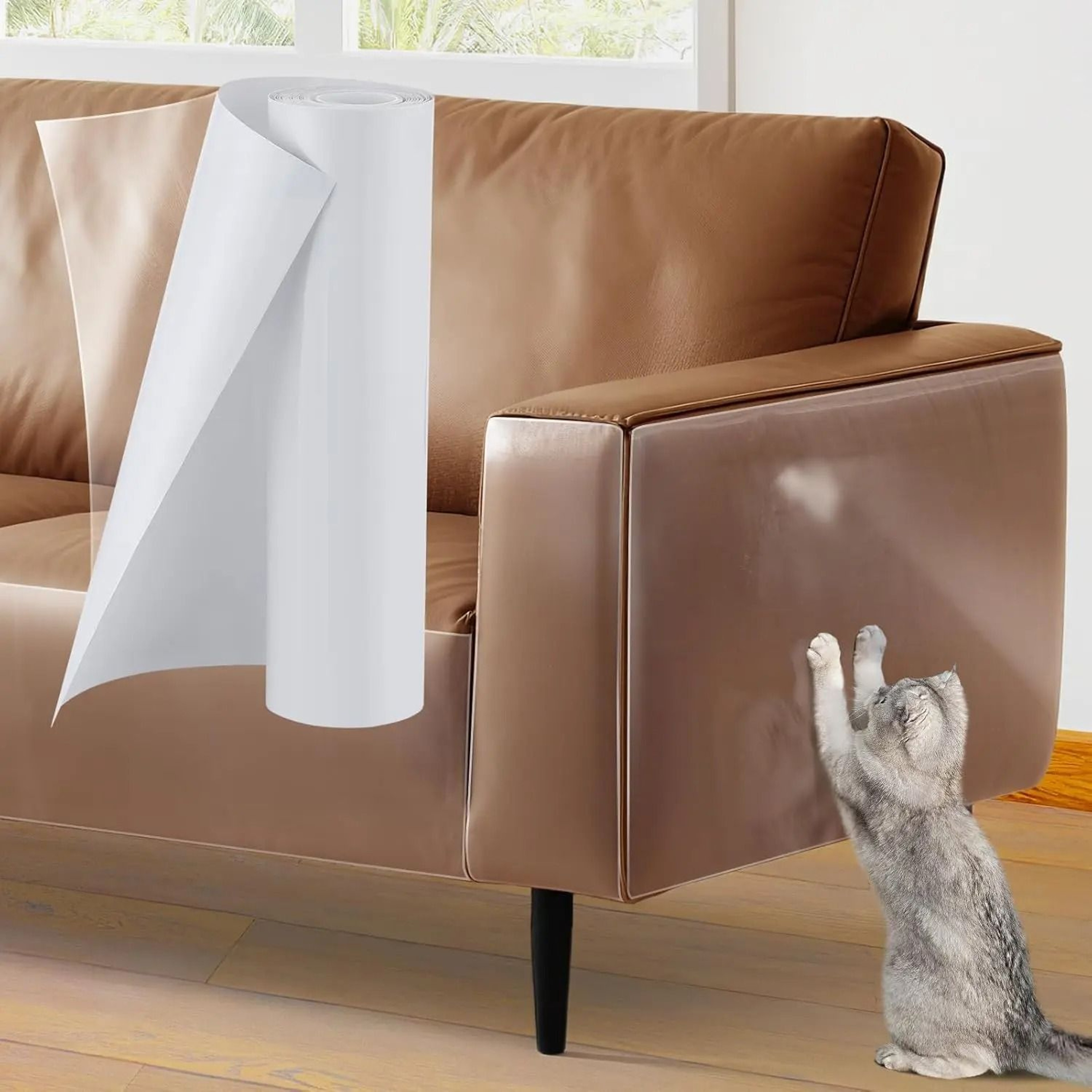 Transparent Cat Scratch Furniture Protector Cuttable Anti Scratch Couch Guard For Leather Sofas 6