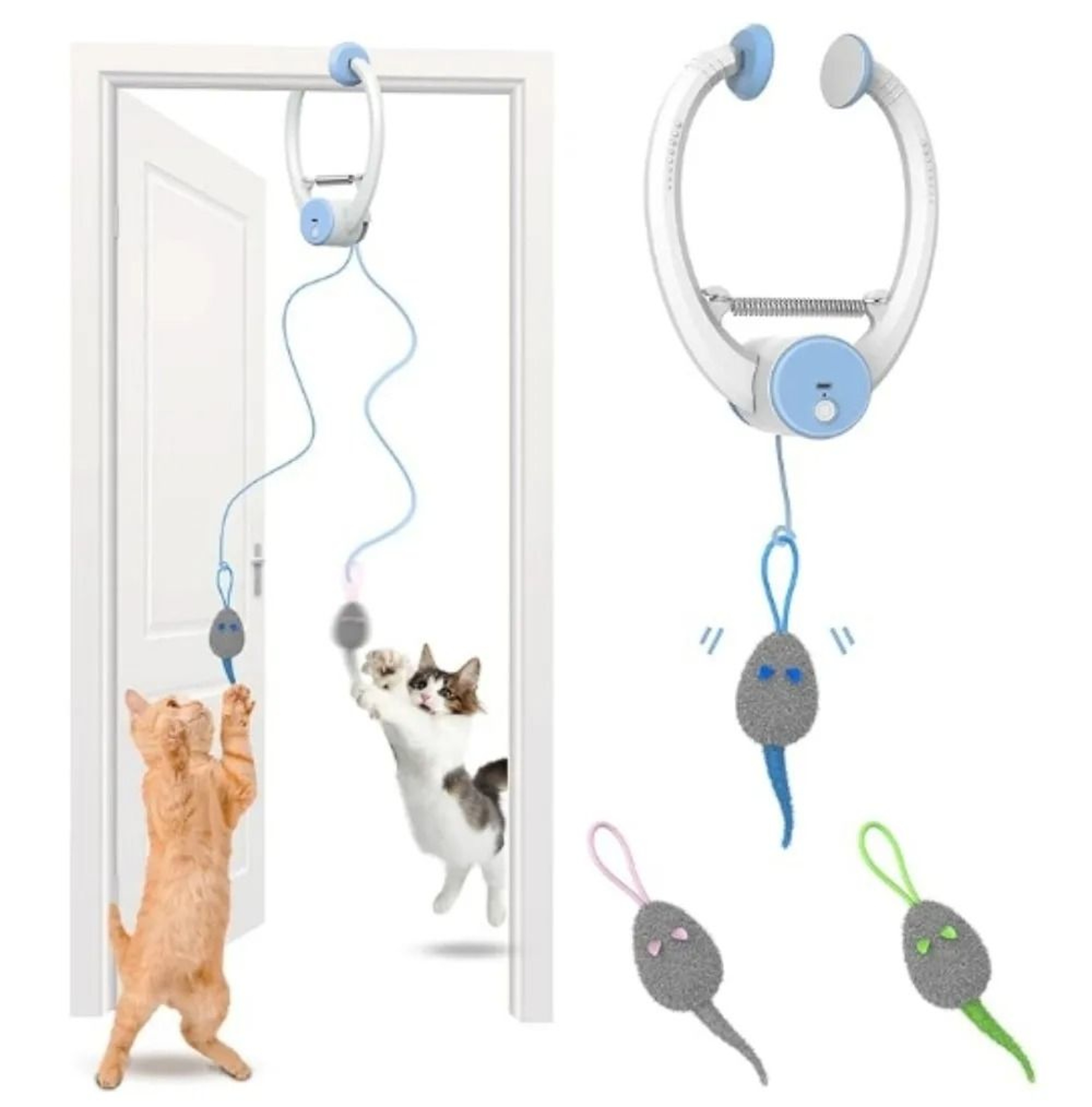 Automatic Rebound Door Hanging Cat Toy With Mice Interactive Indoor Exercise Teaser 6