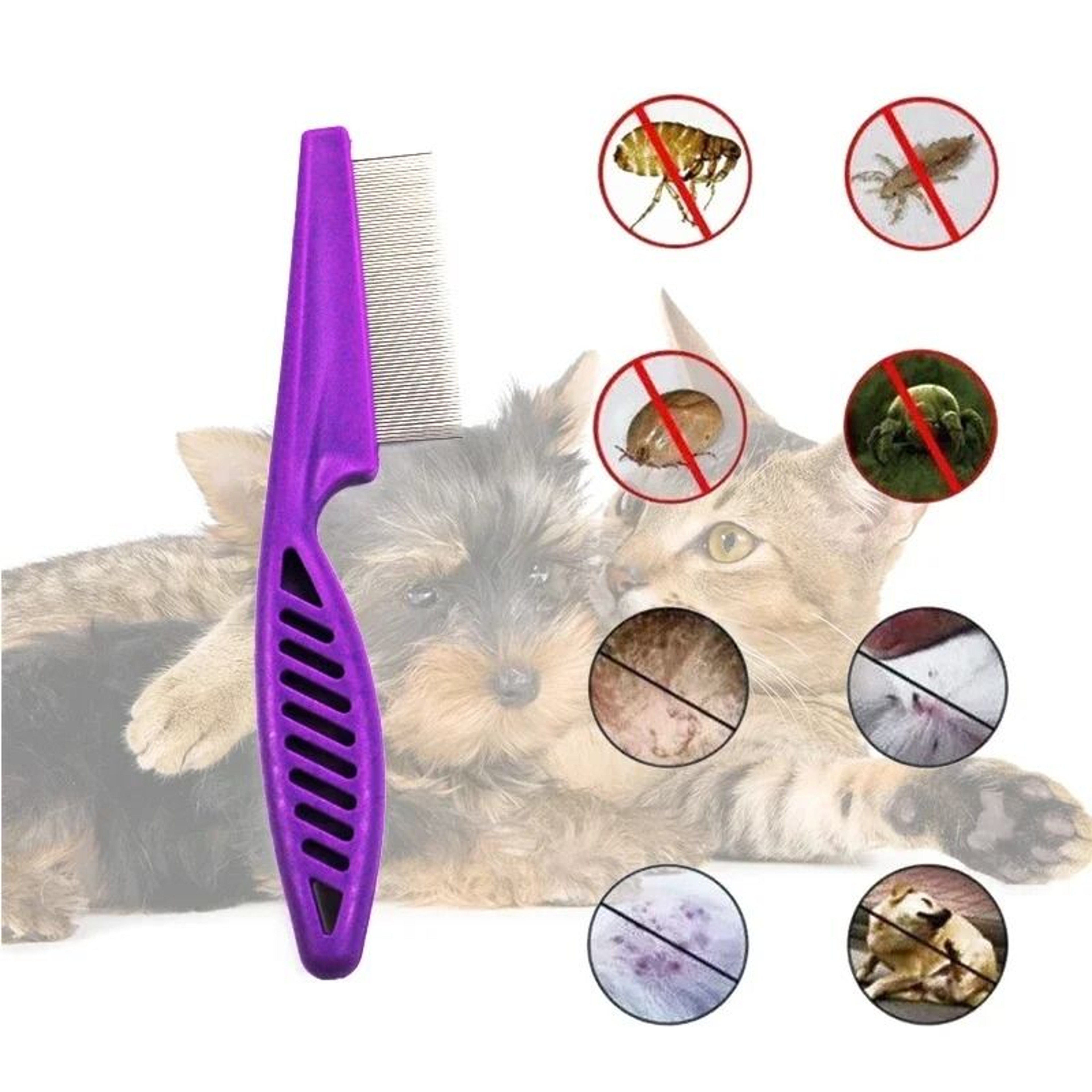 Gentle Fine Tooth Flea Comb For Cats And Small Dogs Pet Hair Untangling Grooming Brush 10