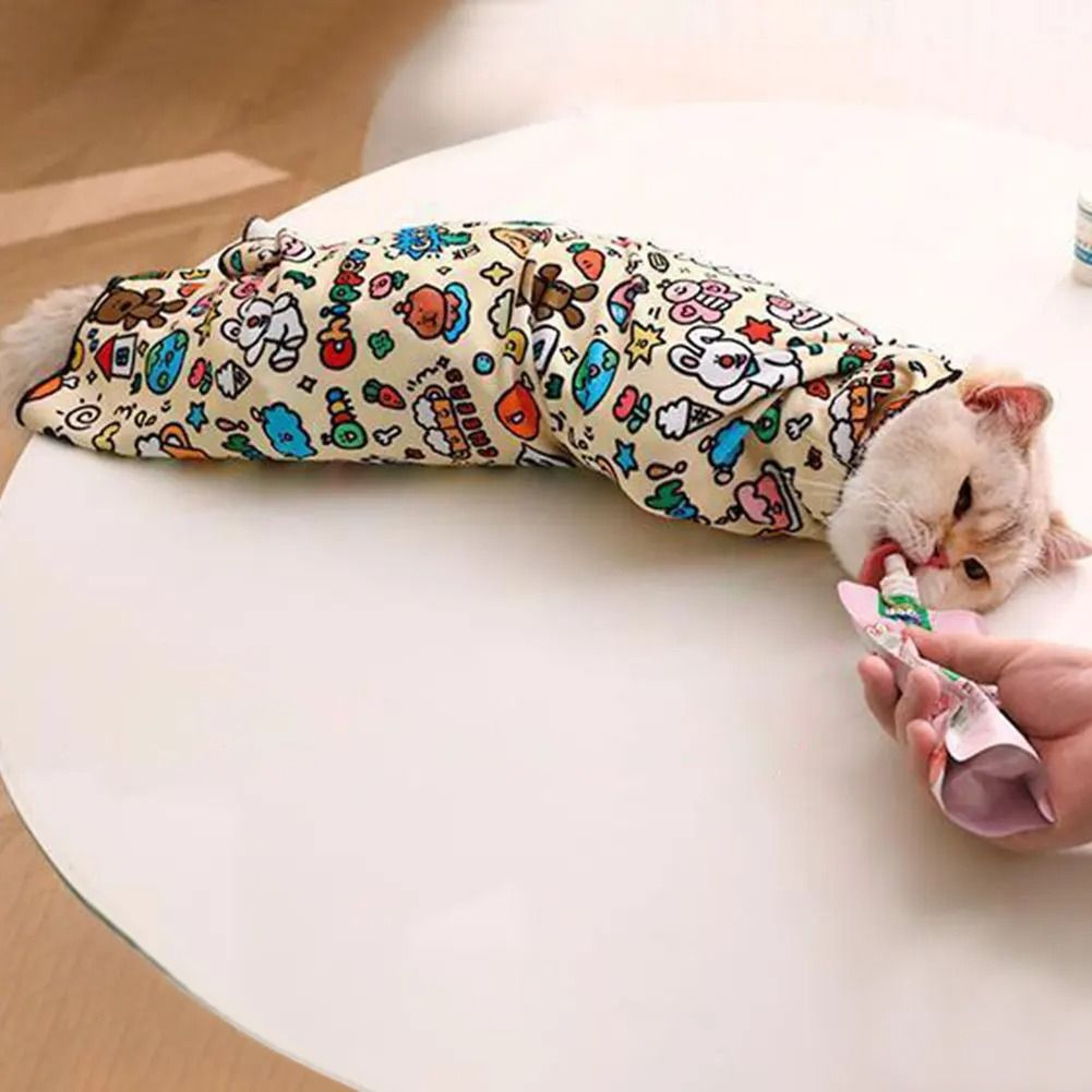 Cat Grooming Wrap Anti Bite Self Adherent Cat Burrito Wrap For Nail Trimming And Grooming 0