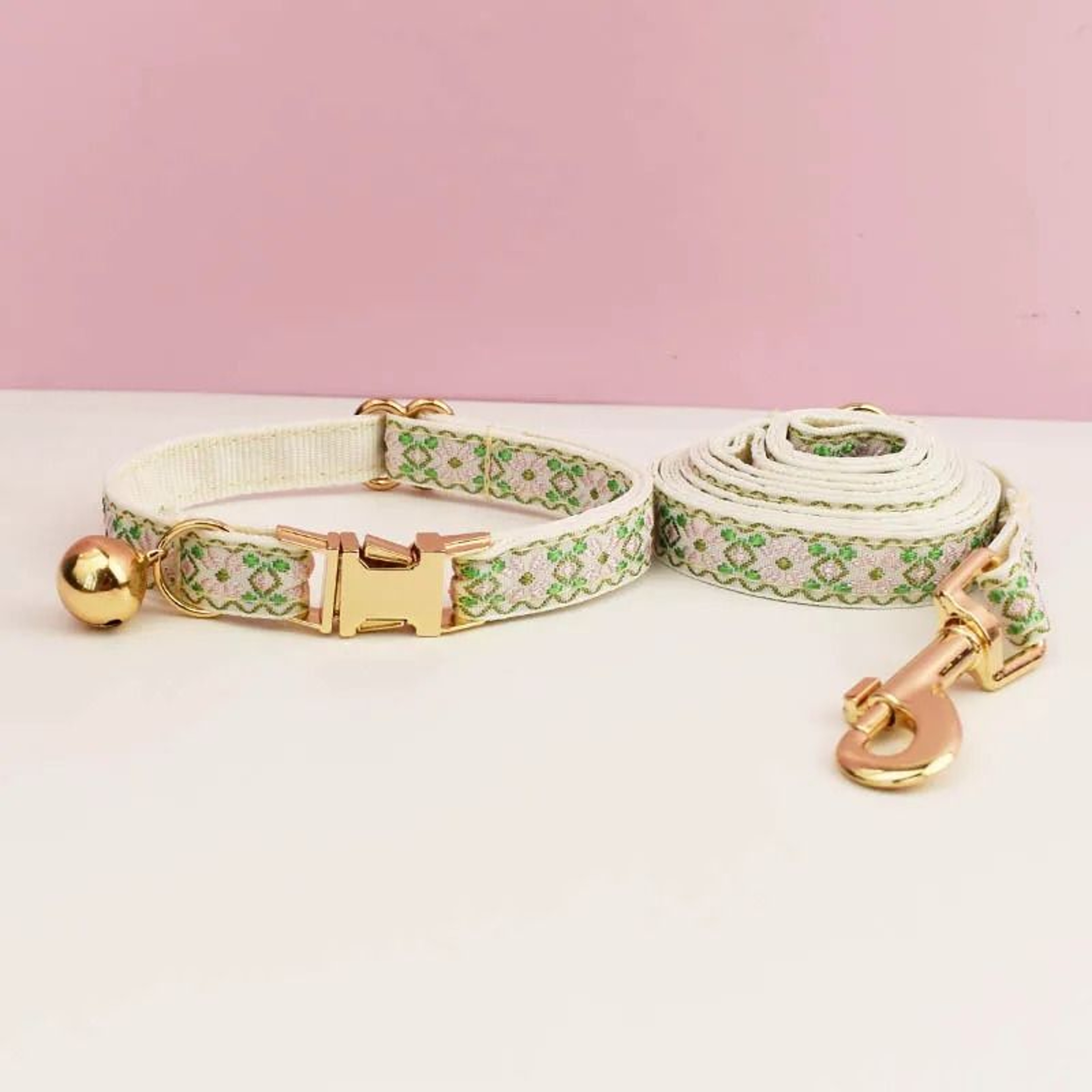 Personalized Cute Cat Collar And Leash Set With Engraved ID Tag And Bell 18