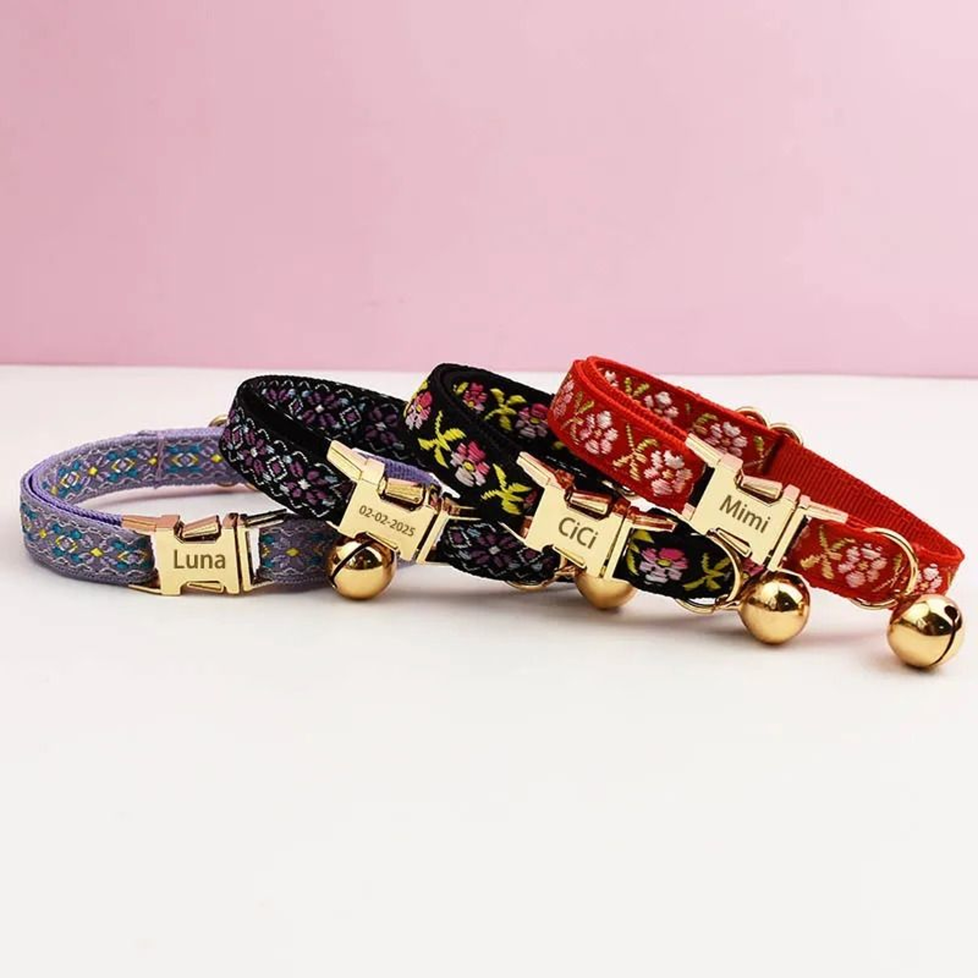 Personalized Cute Cat Collar And Leash Set With Engraved ID Tag And Bell 0