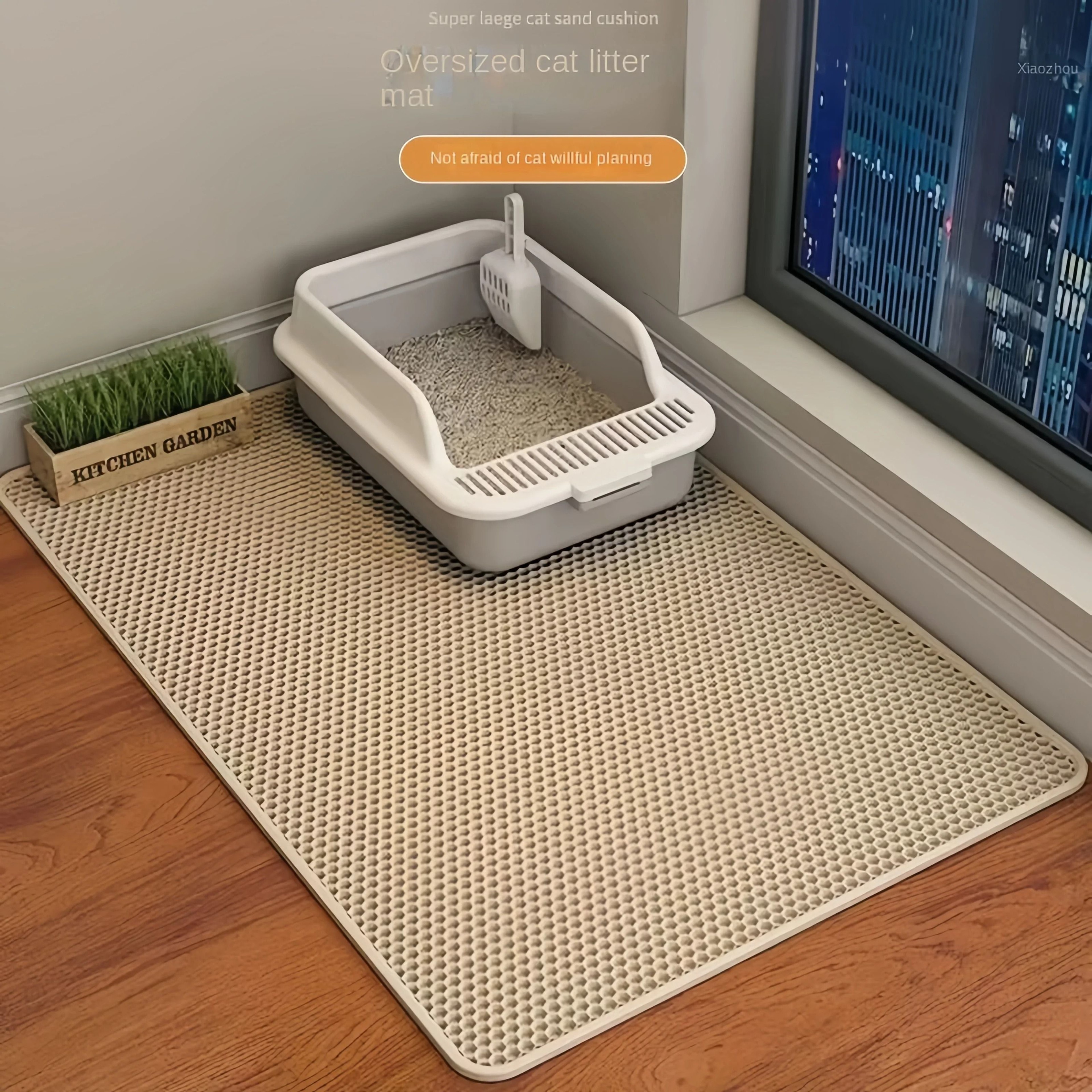 Large Double Layer Cat Litter Mat Waterproof Non Slip Litter Trap Mat 2