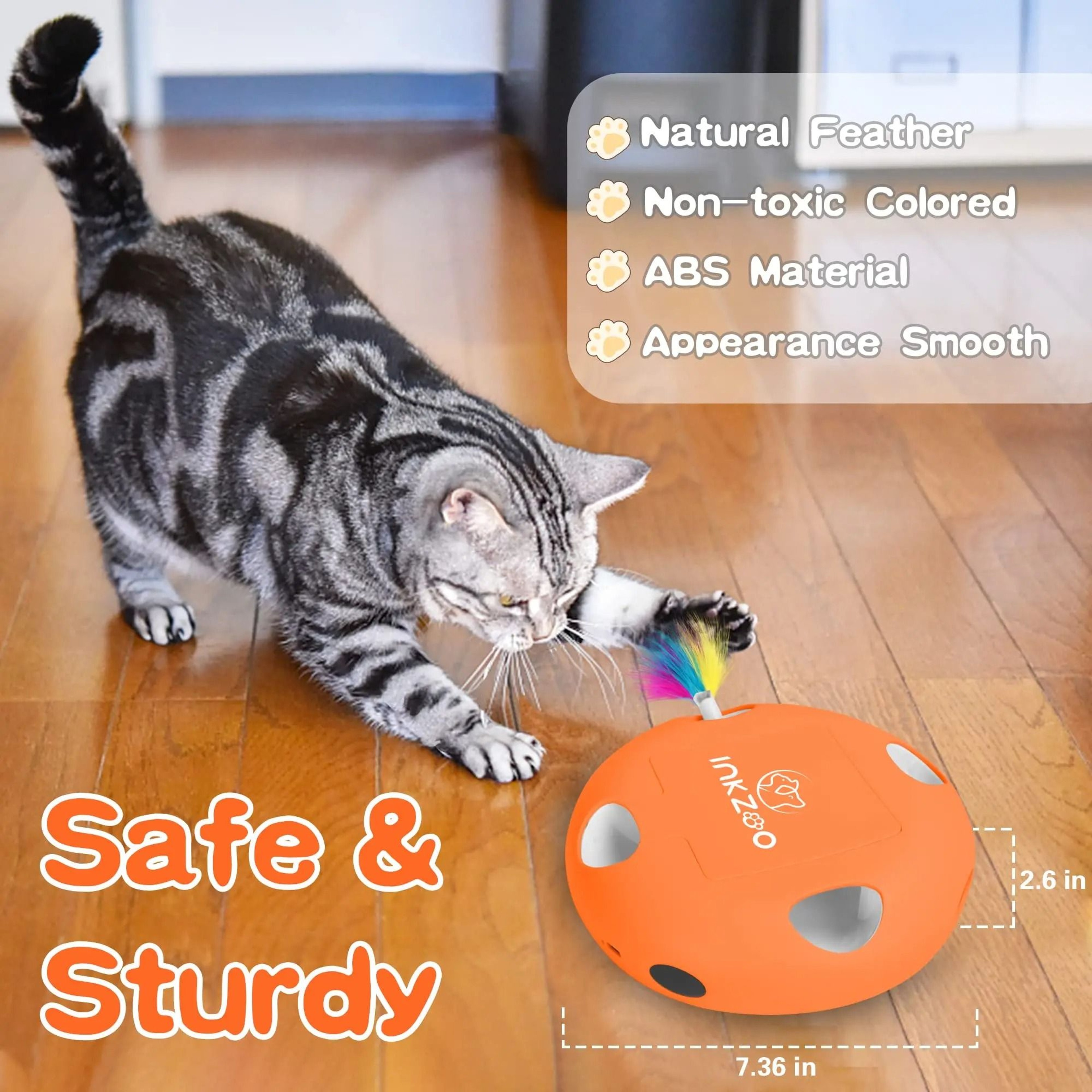 INKZOO Interactive Cat Toy Automatic Whack A Mole Kitten Game For Indoor Cats 12