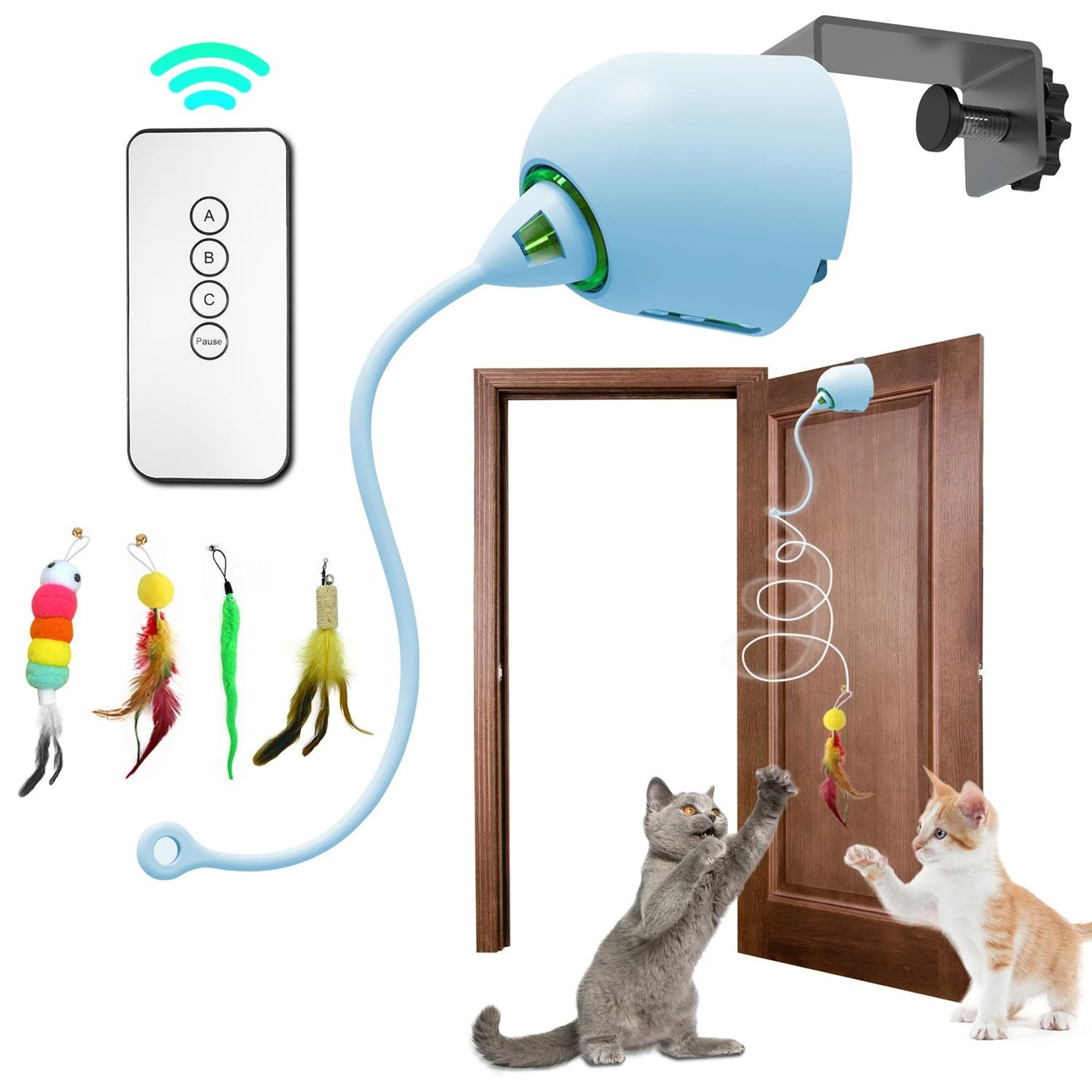 INKZOO Interactive Cat Toy 4 In 1 Automatic Whack A Mole Butterfly And Track Ball Game 1