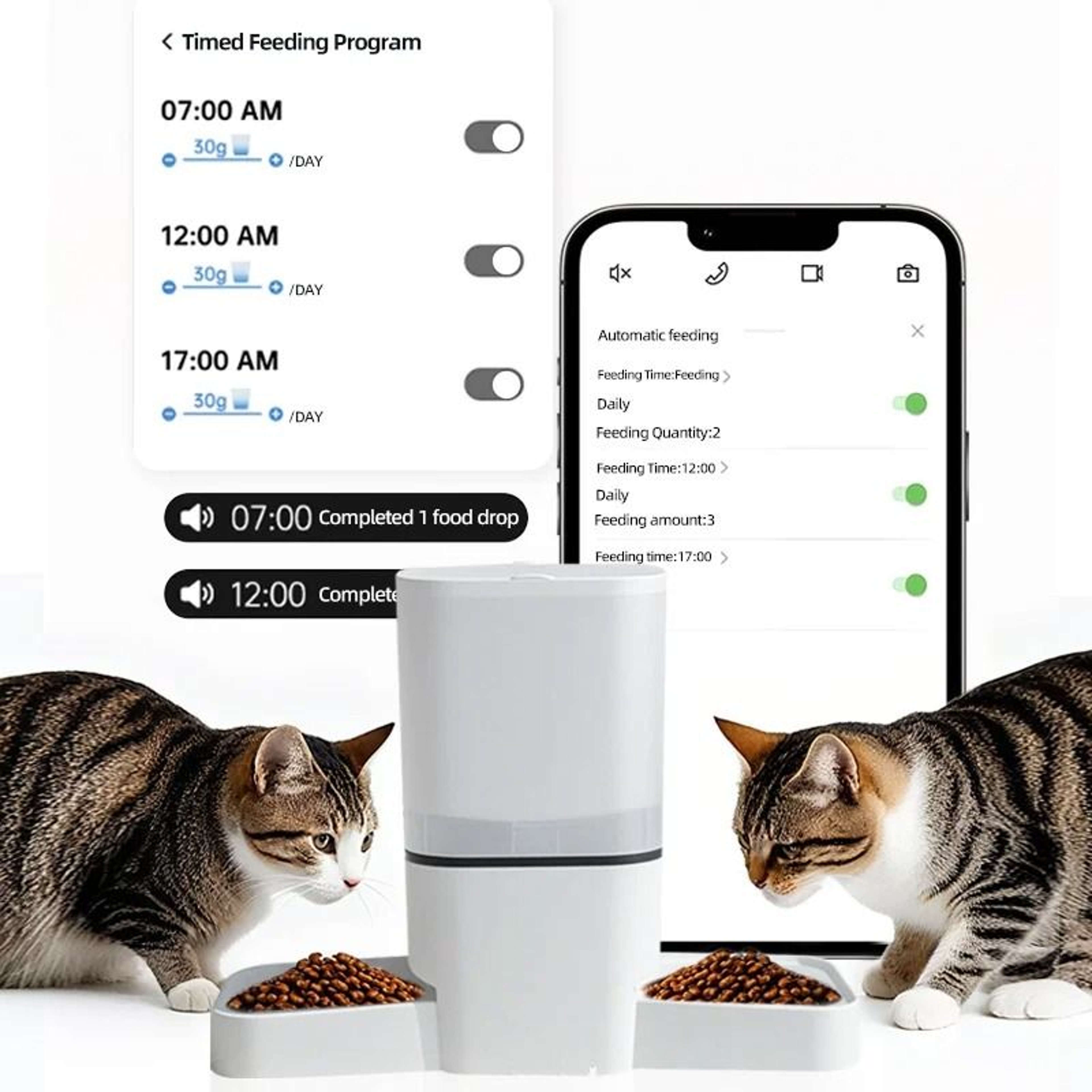 6L Automatic Pet Feeder Smart WiFi Food Dispenser With Timer And Stainless Steel Bowl 3