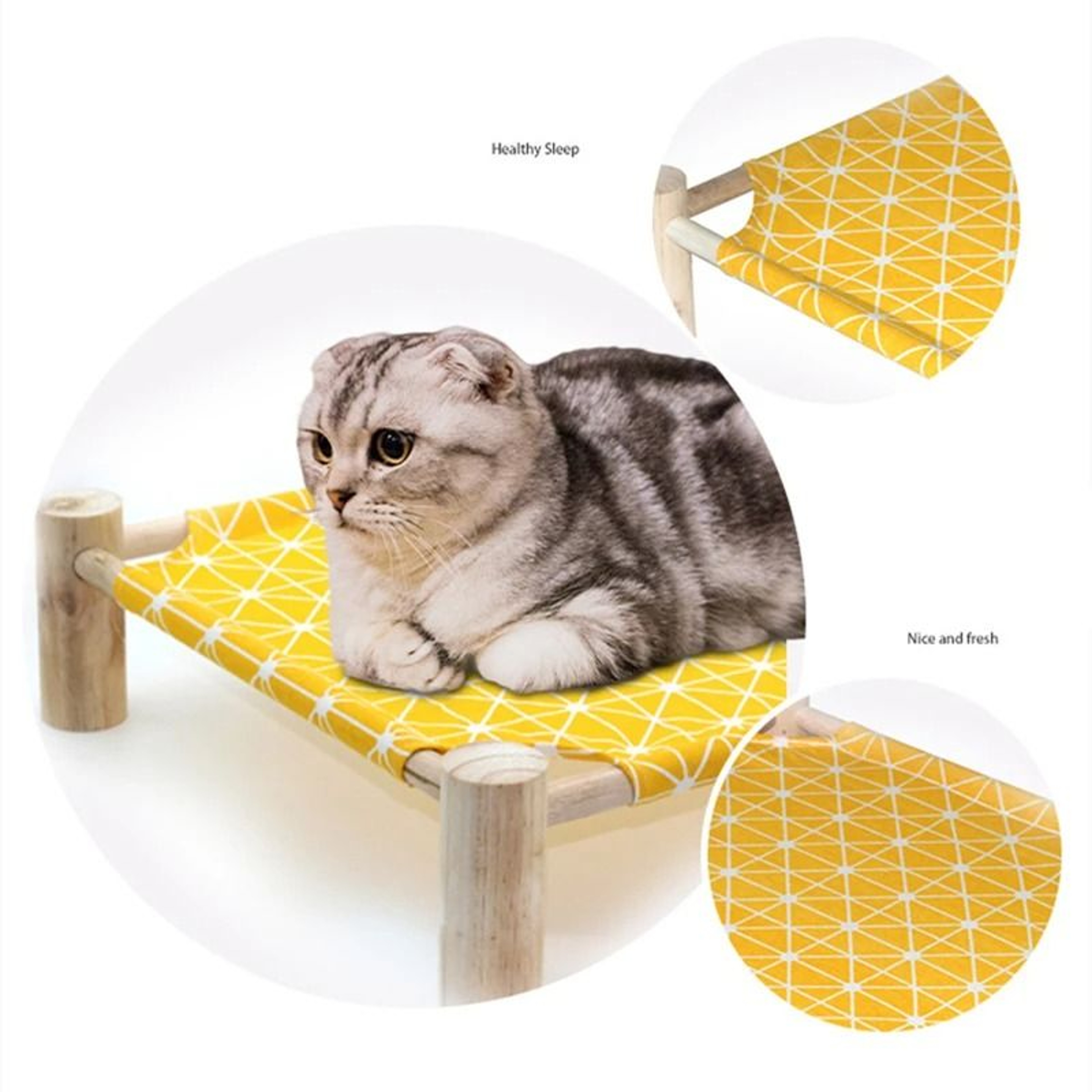Outdoor Cat Hammock Bed Breathable Canvas Pet Bed With Durable Wood Frame For Cats And Small Dogs 12