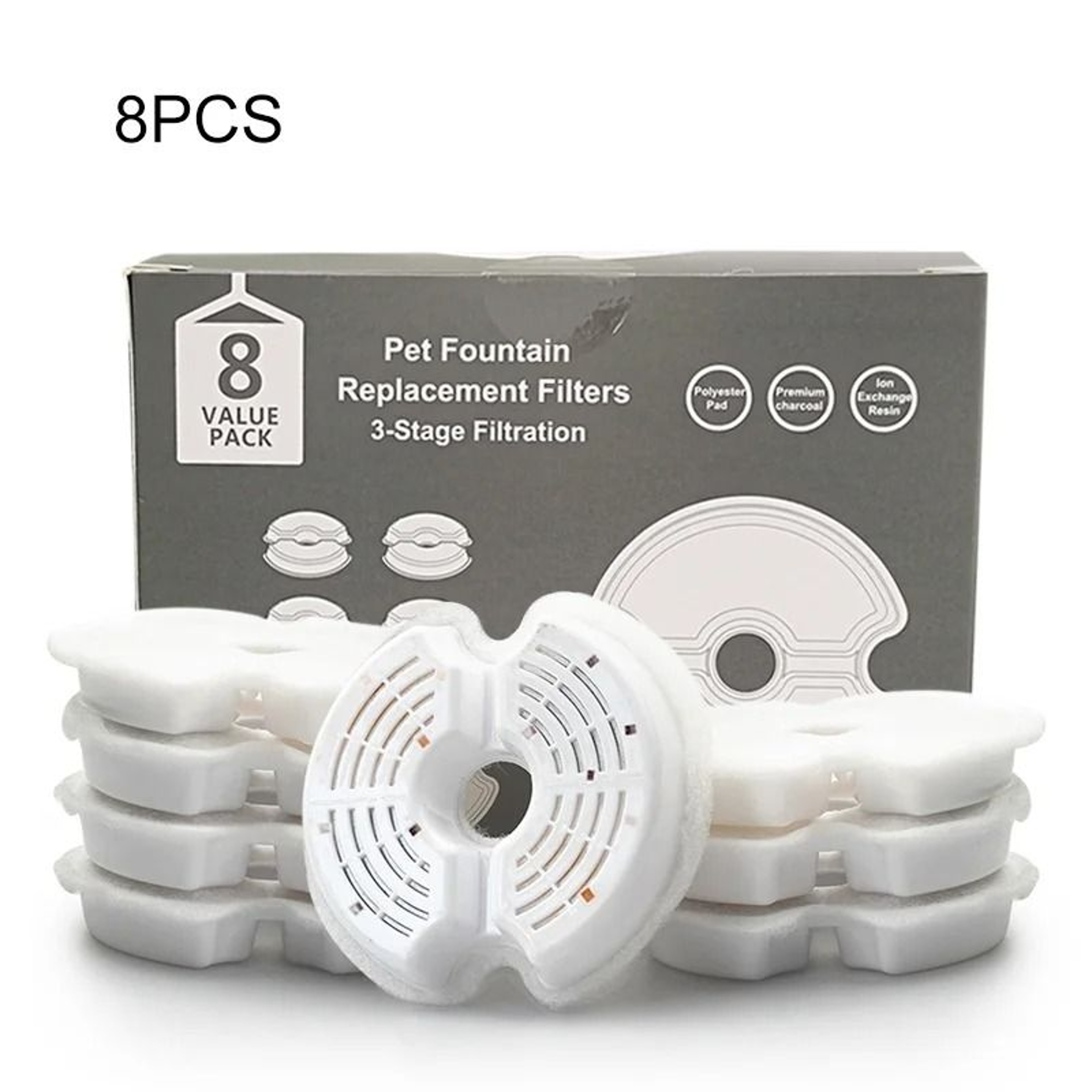 4 Pack Cat Water Fountain Filters Carbon Replacement Filters For Stainless Steel Pet Drinking Fount 2