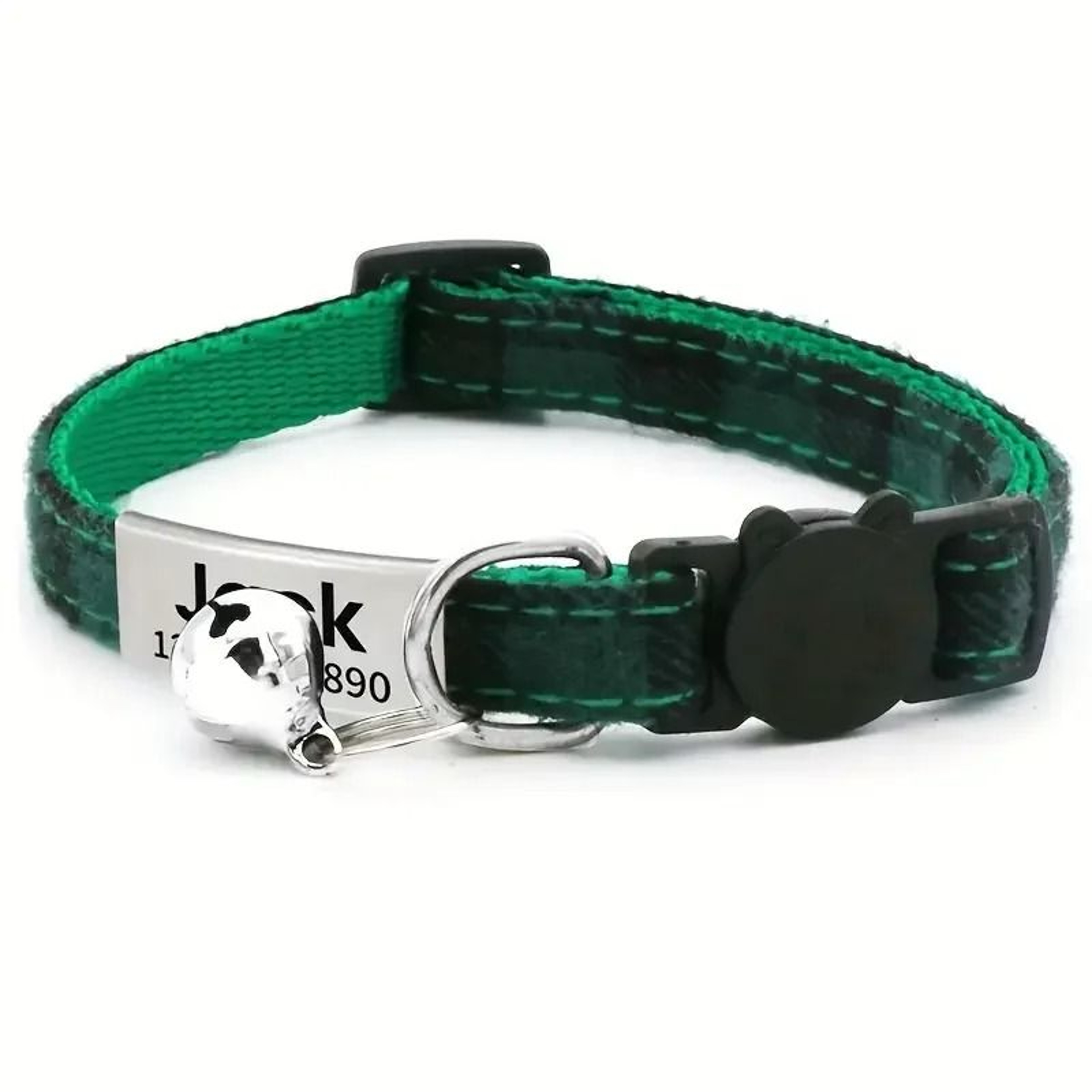 Personalized Breakaway Cat Collar Adjustable Plaid Nylon Kitten Collar With Bell And ID Tag 2