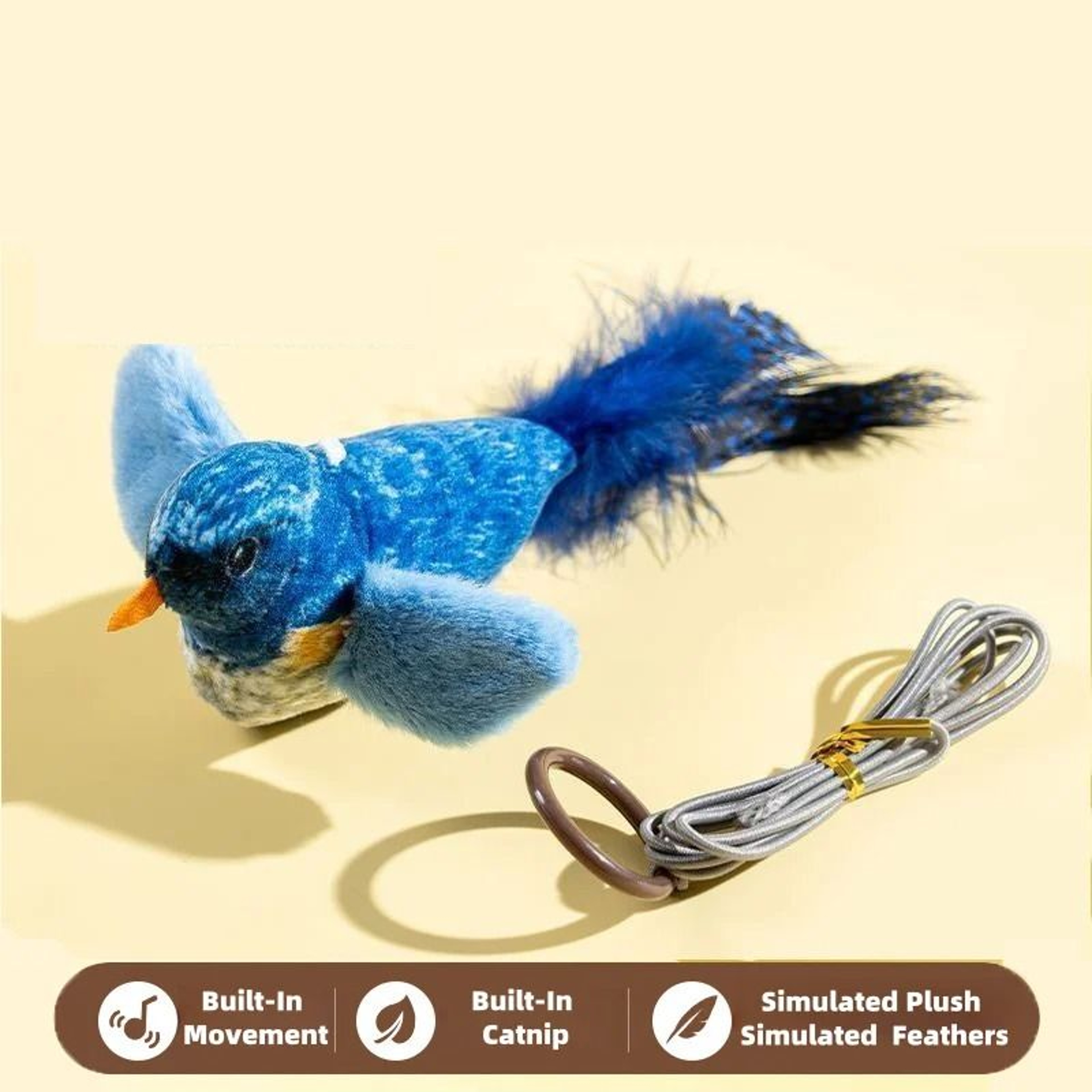 Interactive Catnip Bird Toy Plush Cat Toy With Realistic Bird Sound For Indoor Cats 2