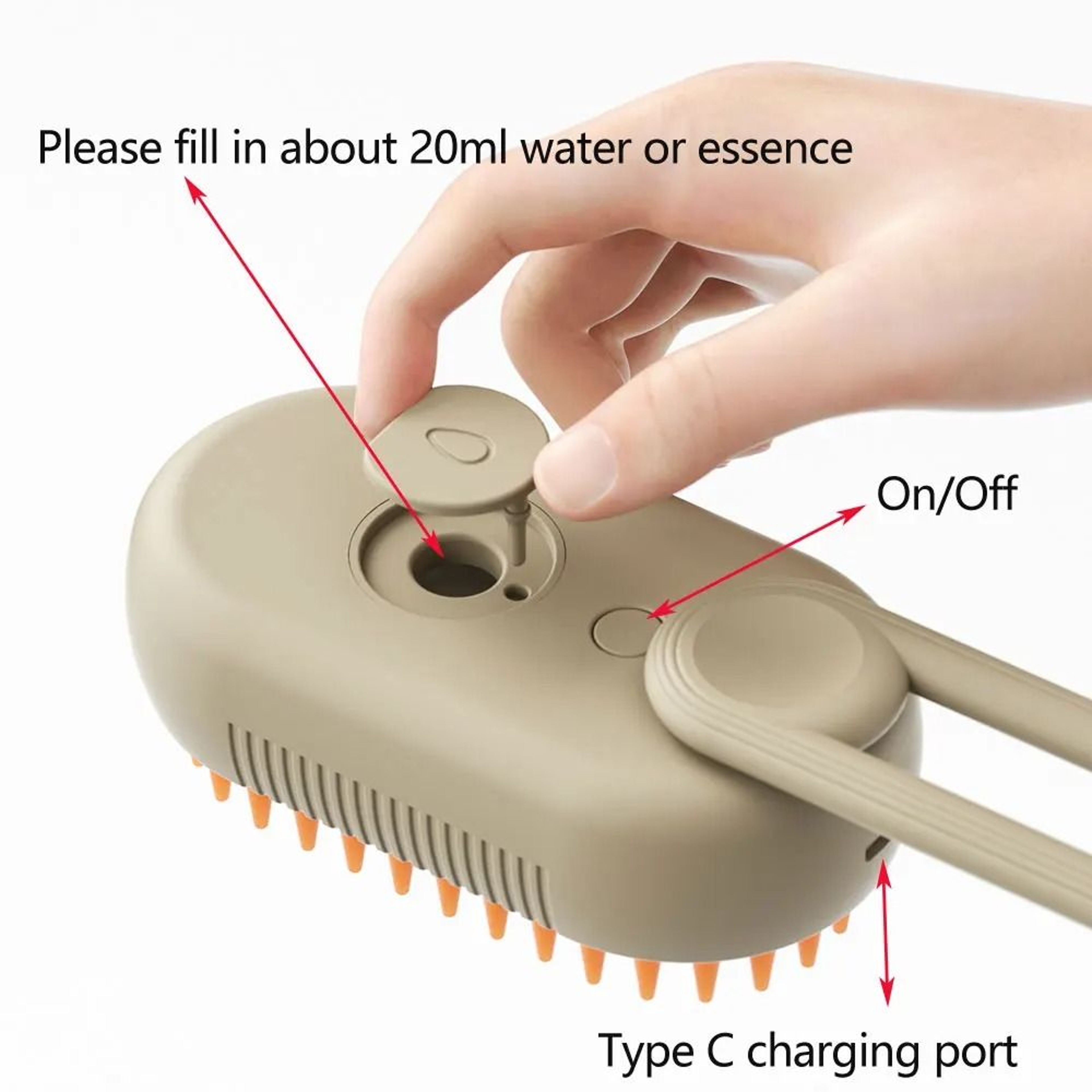 Rechargeable Steam Pet Grooming Brush 3 In 1 Self Cleaning Deshedding Comb 6