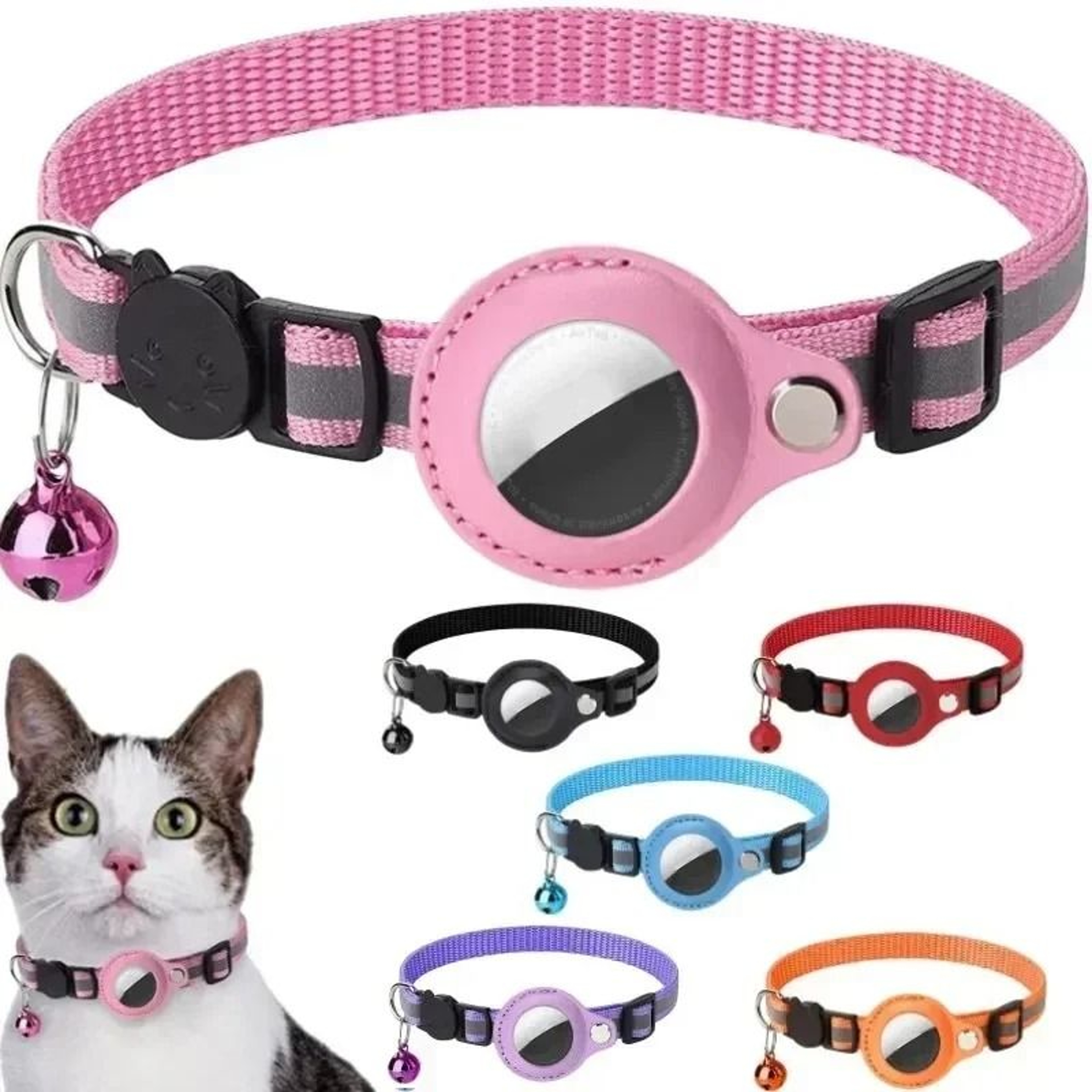 Reflective AirTag Cat Collar With Bell And Protective Tracker Case 15