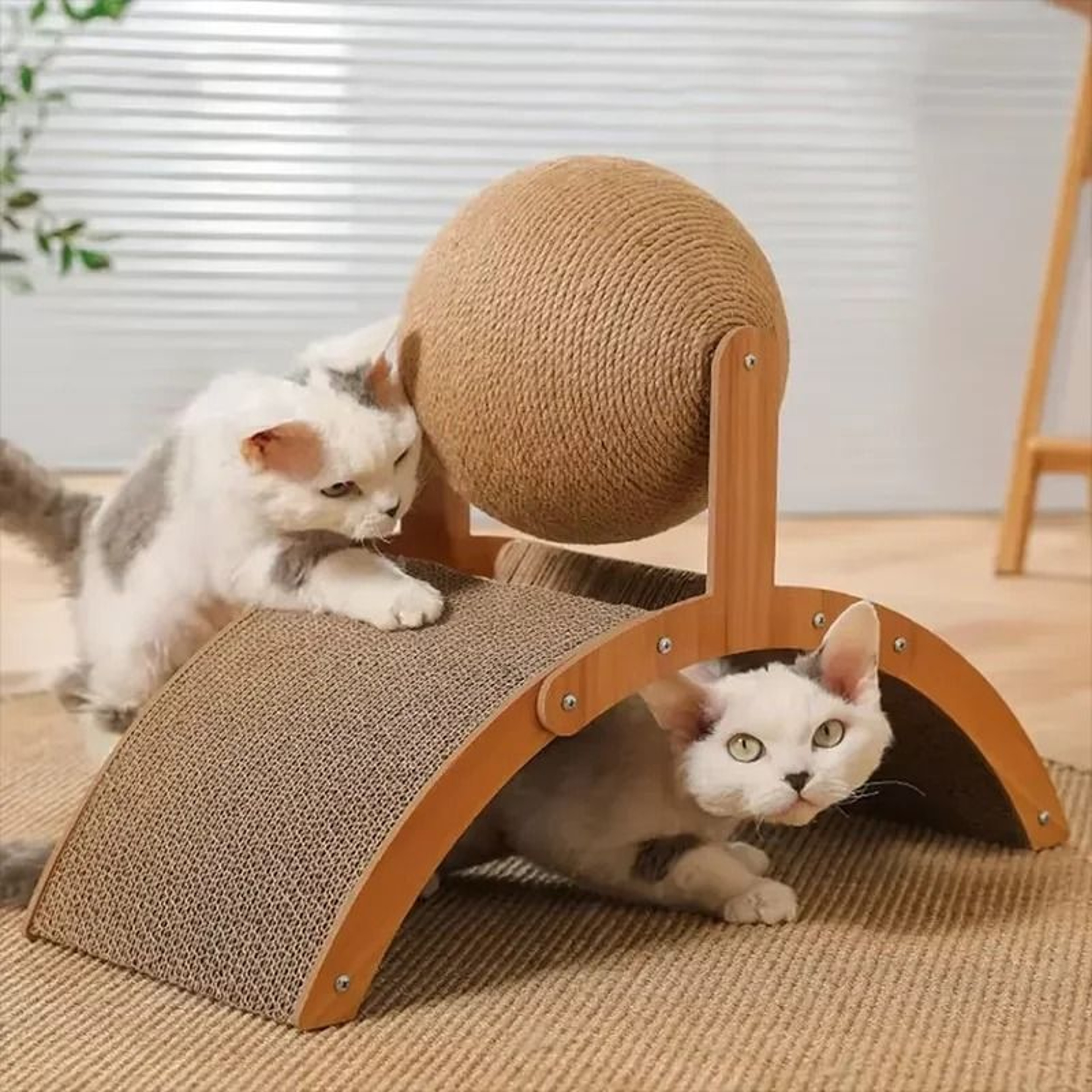 2 In 1 Wooden Sisal Cat Scratching Ball And Scratch Post 9