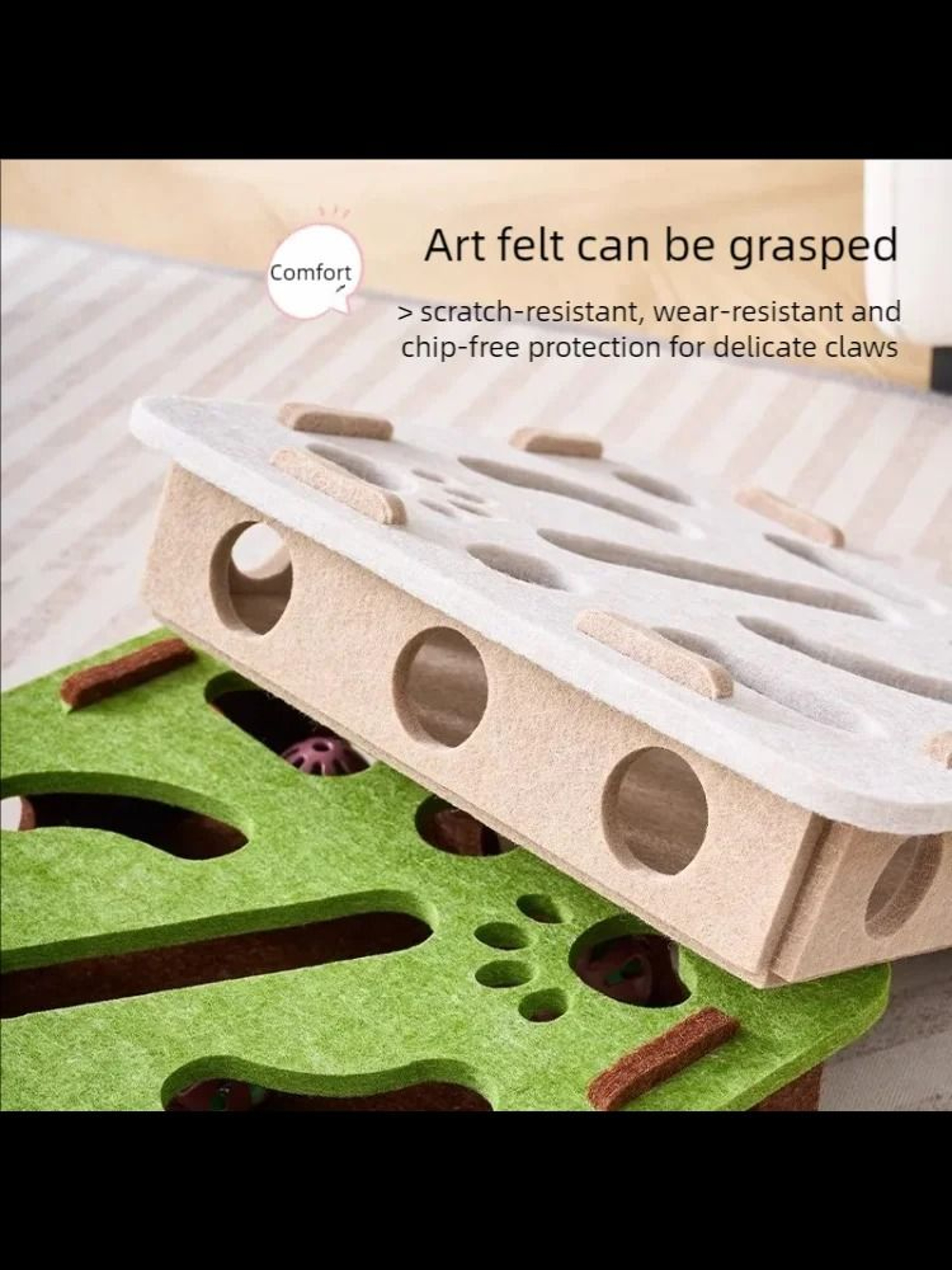 Interactive Felt Cat Puzzle Toy Box With Ball For Indoor Cats Exercise And Hunting Play 4