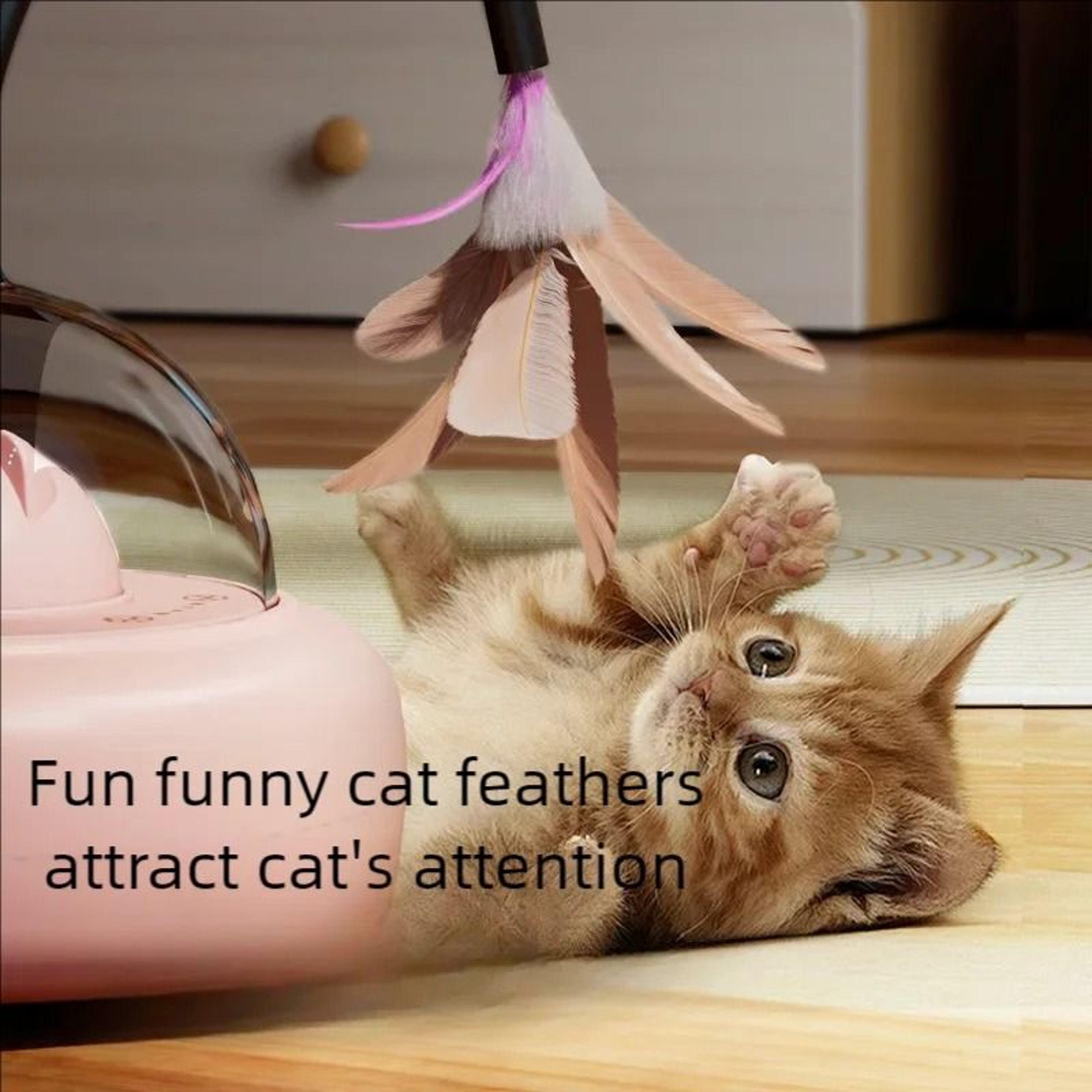 Smart Interactive Cat Teaser Toy With Feather Bell And Automatic UFO Wand For Indoor Cats 6