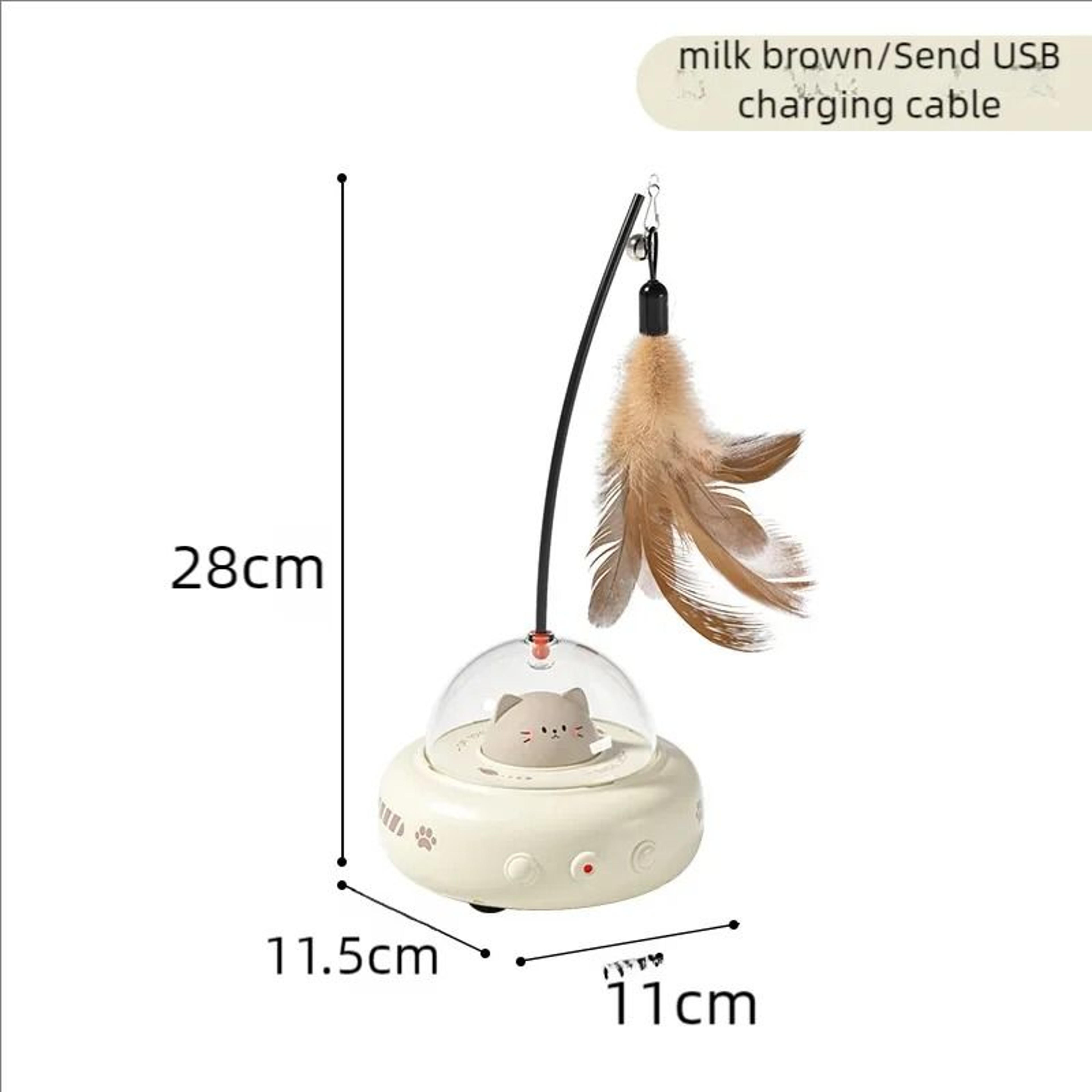 Smart Interactive Cat Teaser Toy With Feather Bell And Automatic UFO Wand For Indoor Cats 7
