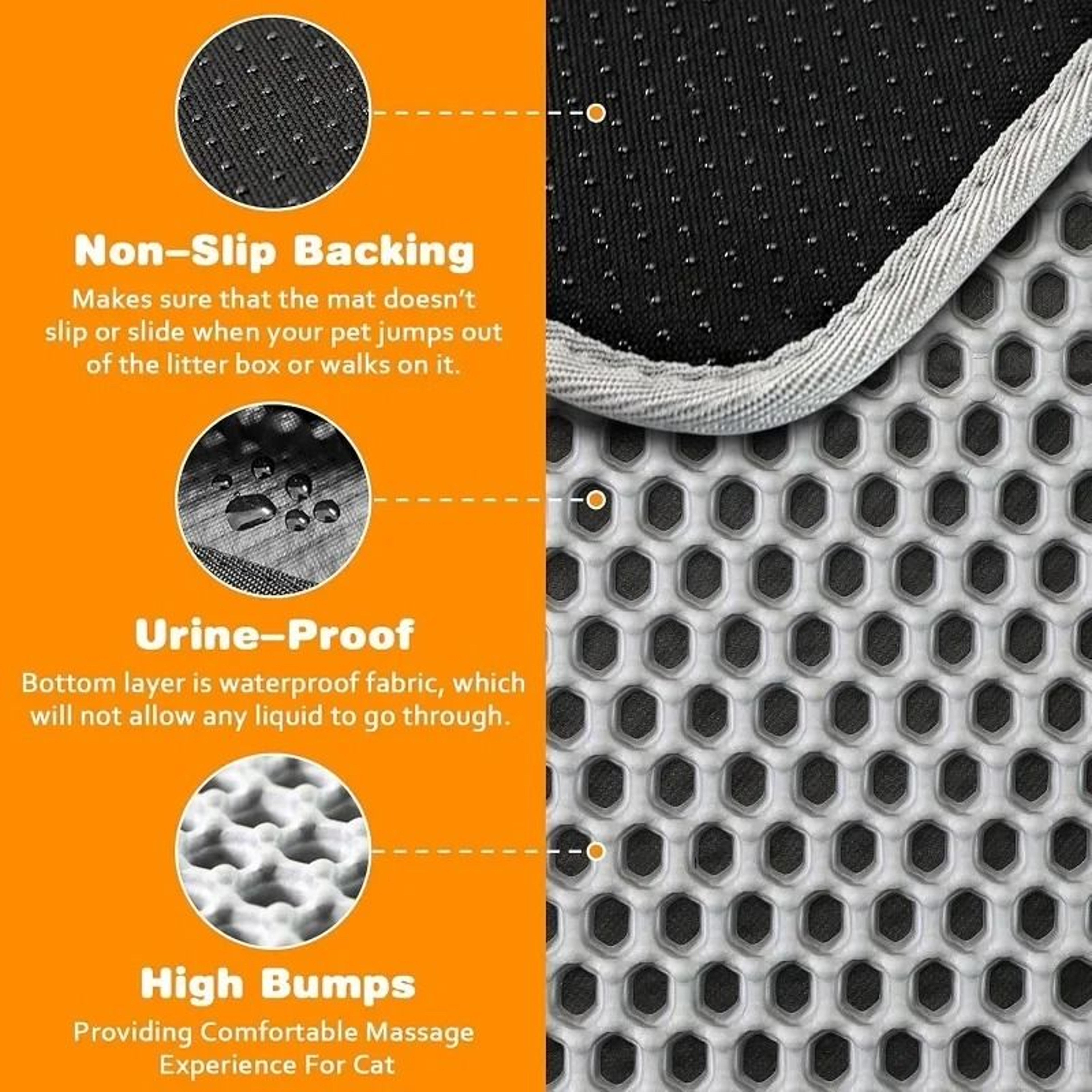 Large Waterproof Cat Litter Trapping Mat Double Layer Non Slip Litter Box Pad 10