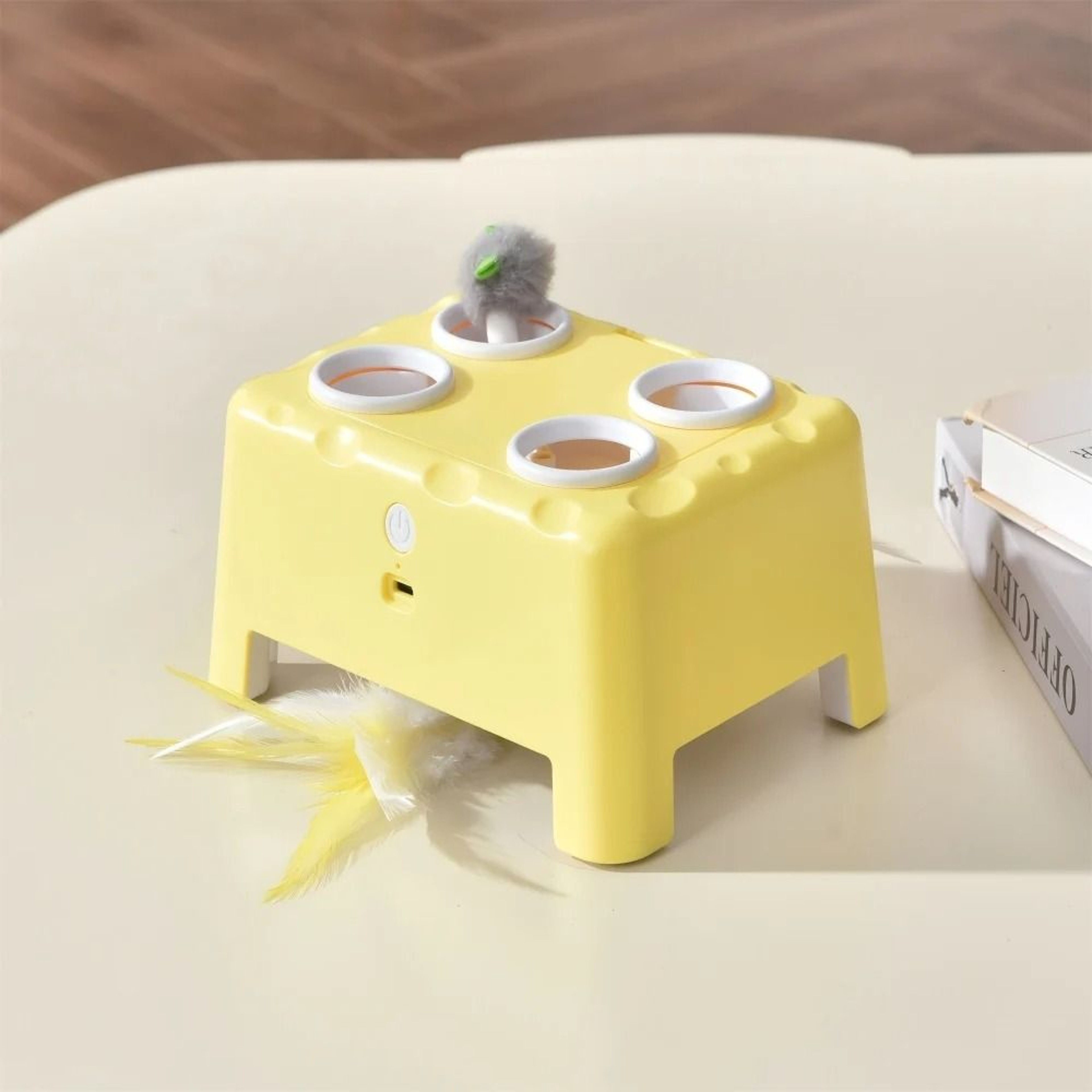 Automatic Pop Up Feather Cat Toy Rechargeable Interactive Pet Training Toy 1