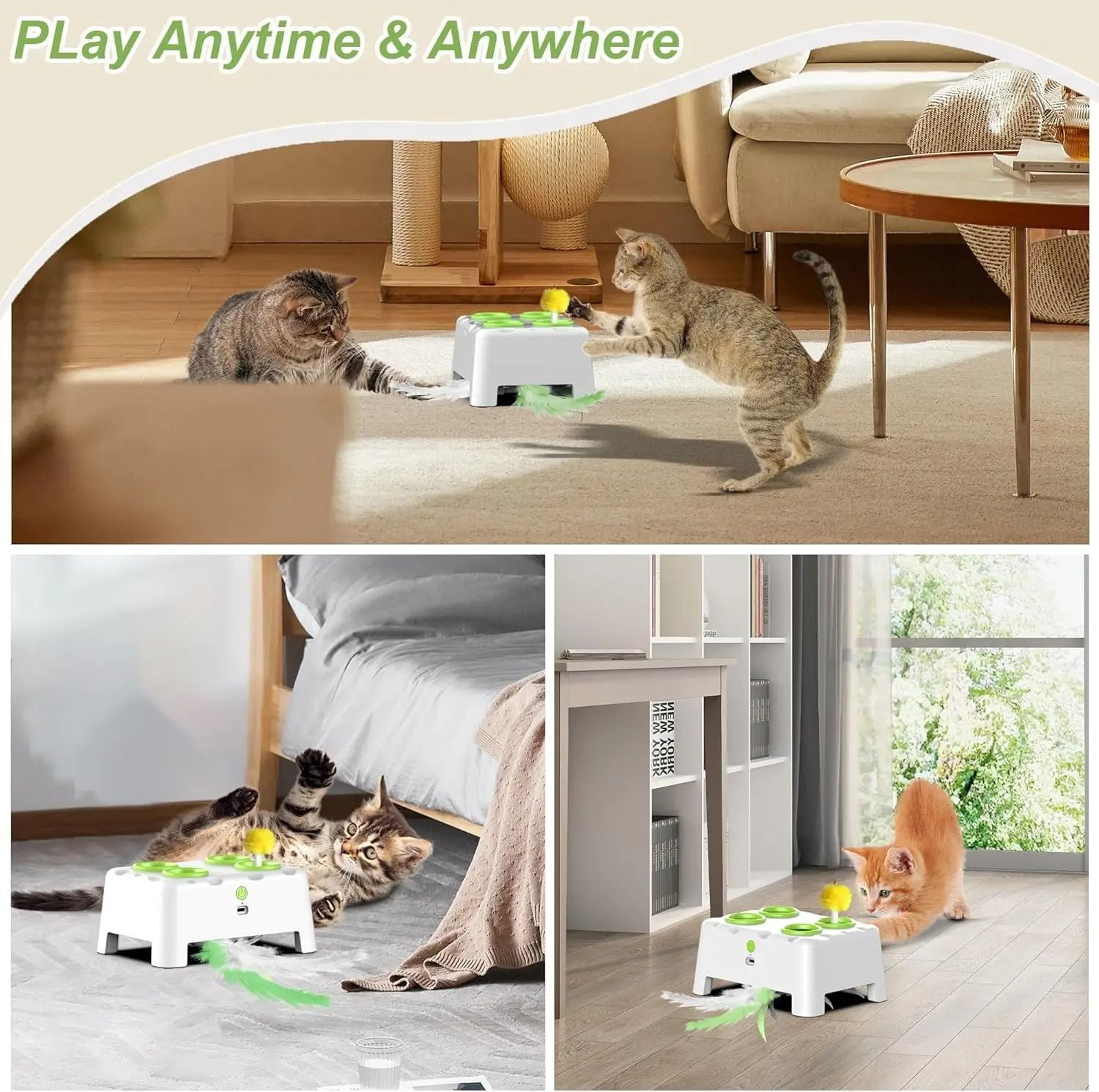 Automatic Pop Up Feather Cat Toy Rechargeable Interactive Pet Training Toy 5