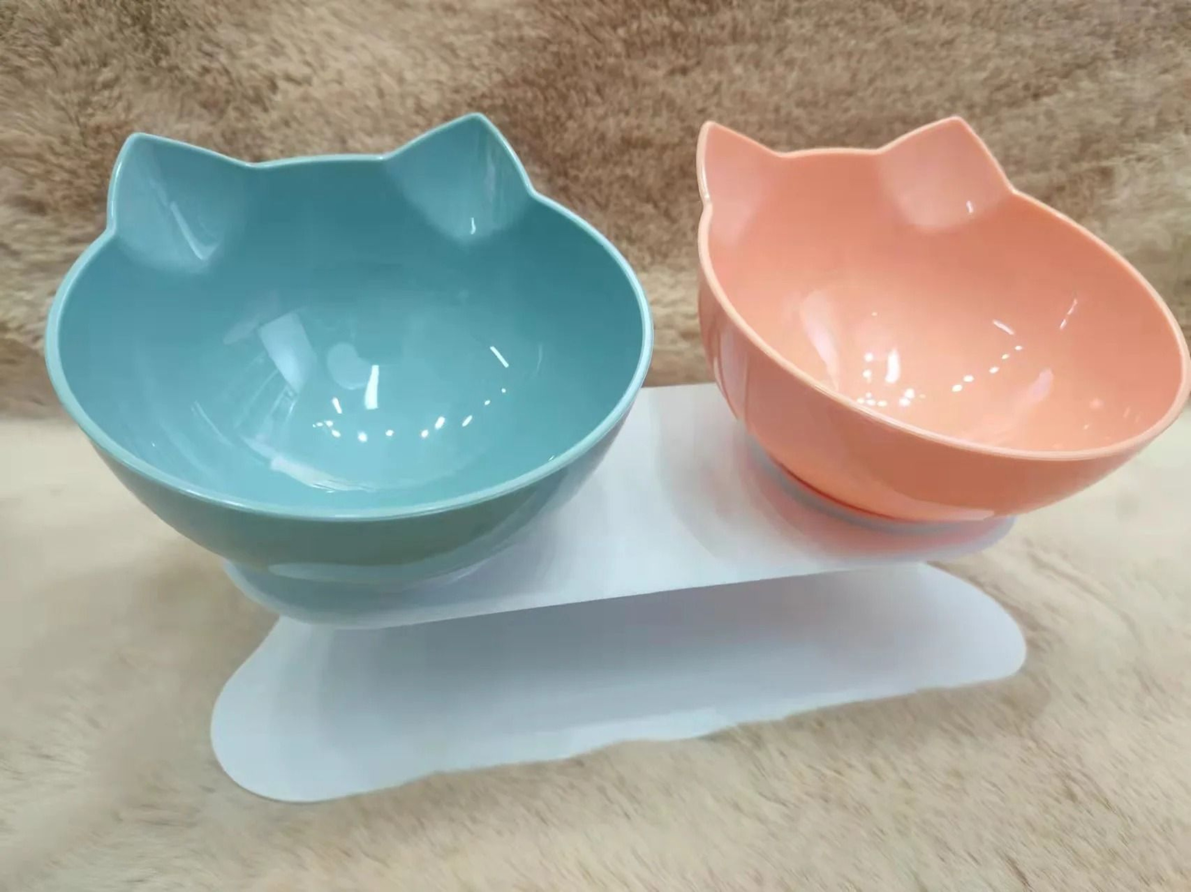 Non Slip Double Cat Bowl With Inclined Stand For Food And Water 13