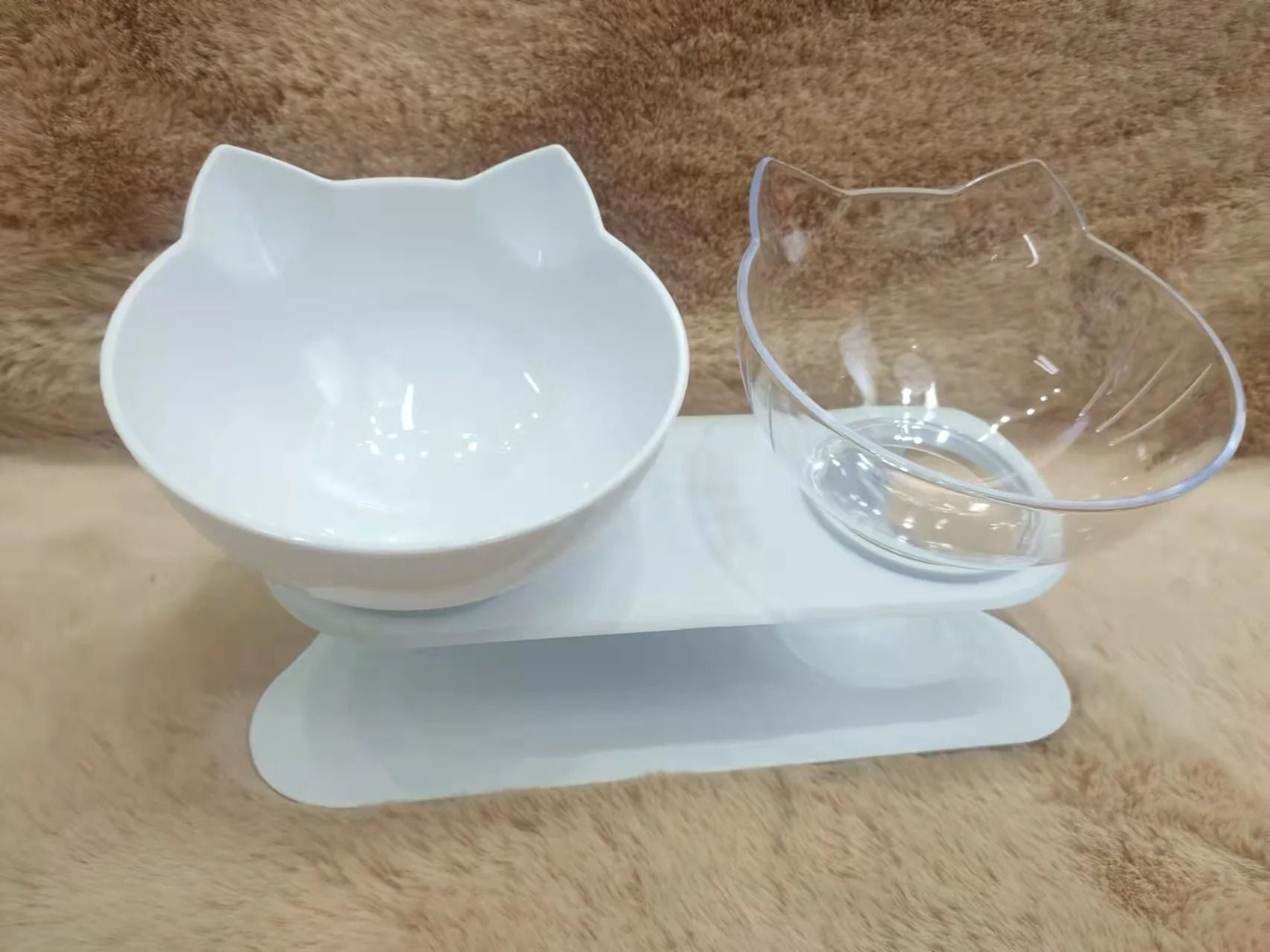 Non Slip Double Cat Bowl With Inclined Stand For Food And Water 12