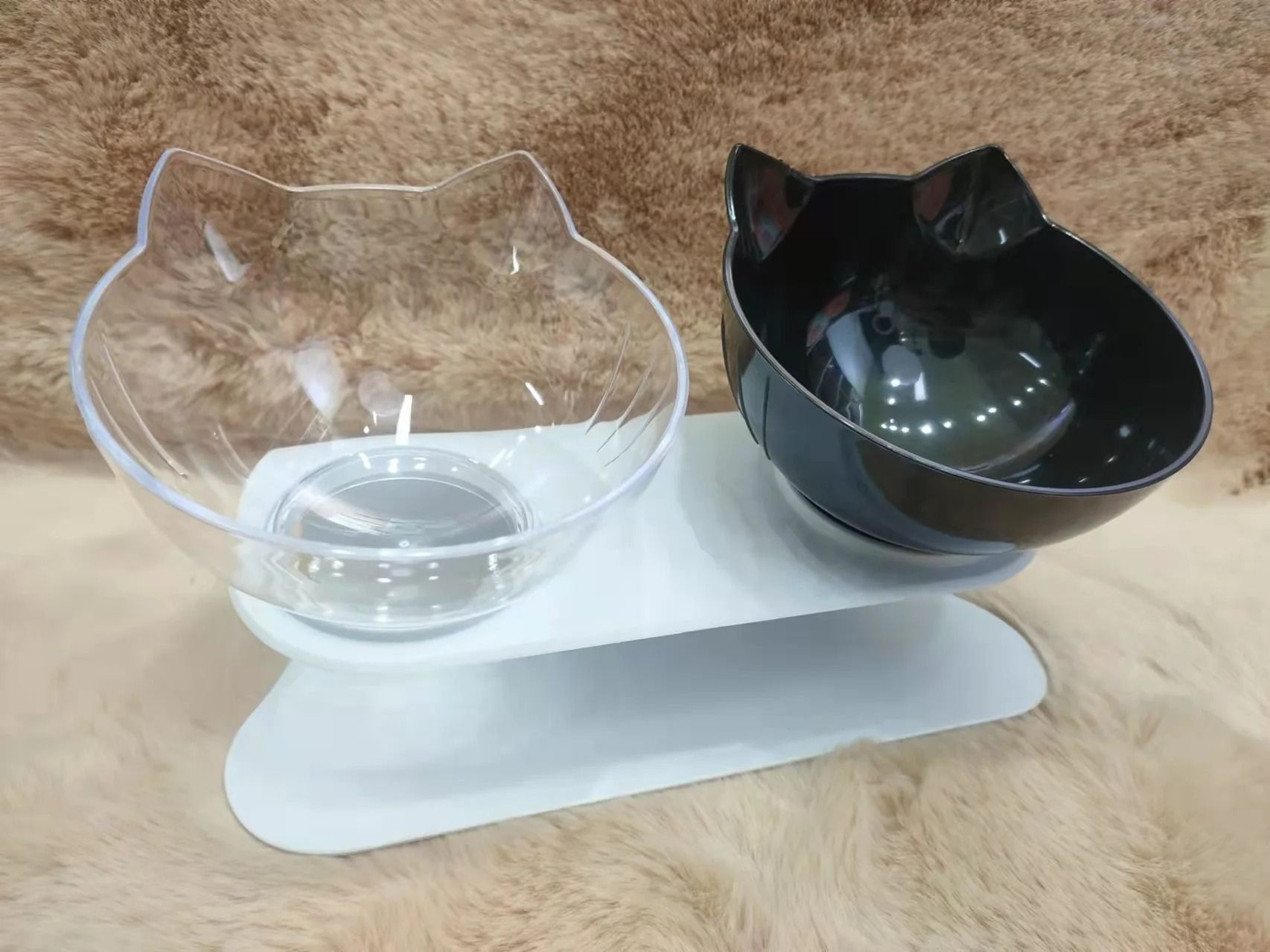 Non Slip Double Cat Bowl With Inclined Stand For Food And Water 15