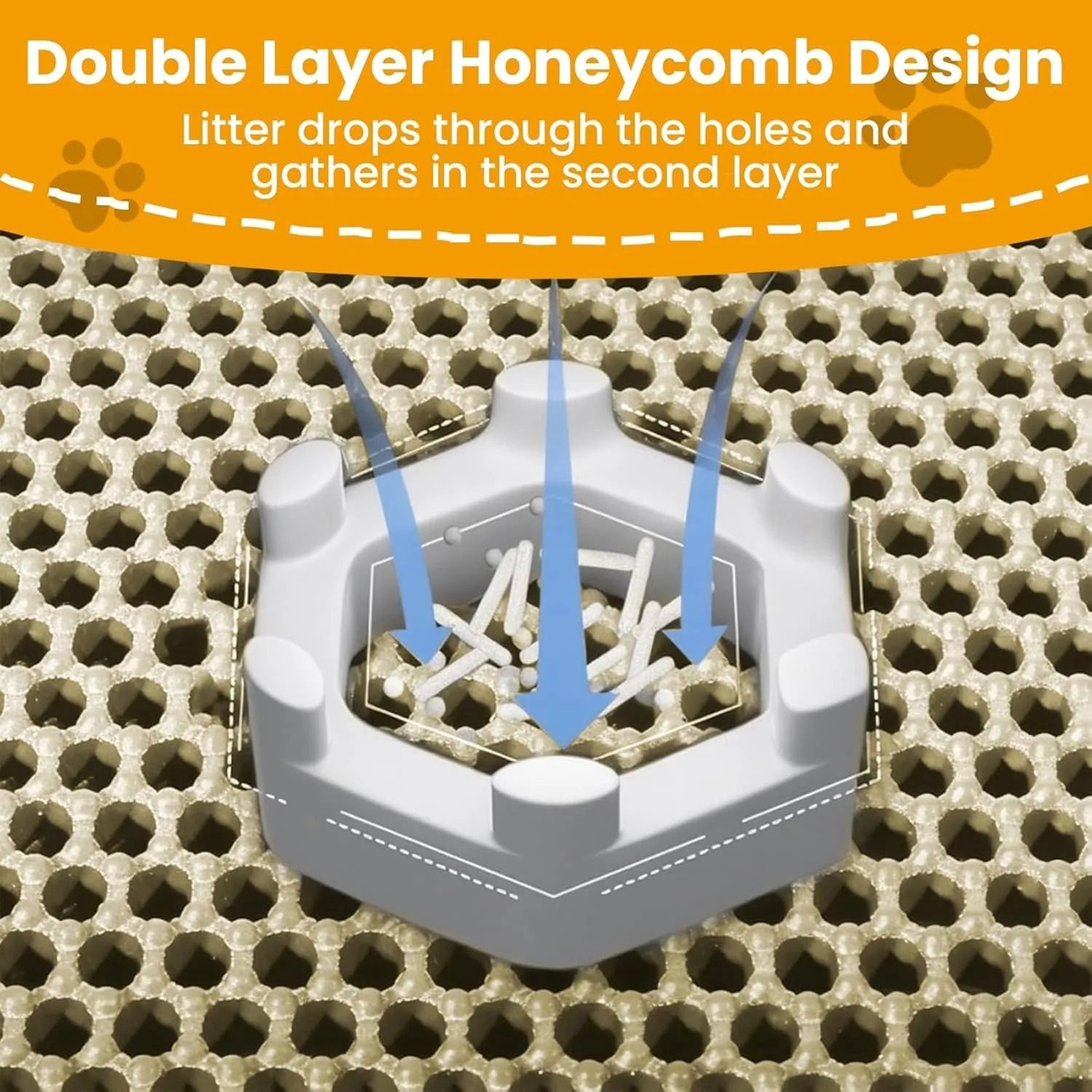 Large Cat Litter Mat Double Layer Honeycomb Waterproof Scatter Control Floor Mat 10