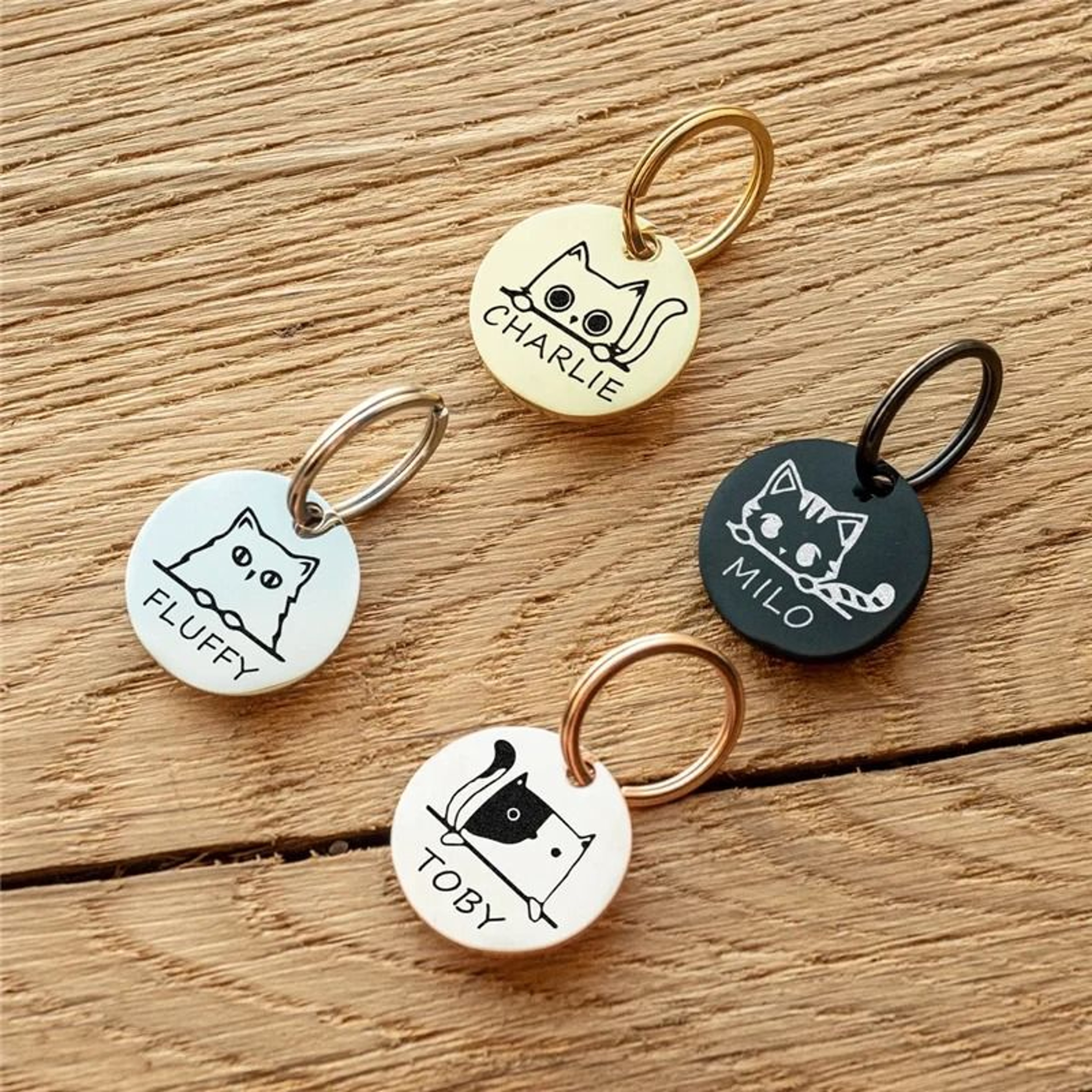 Personalized Pet ID Tags Cute Cat Face Engraved Collar Pendant For Cats And Dogs 0