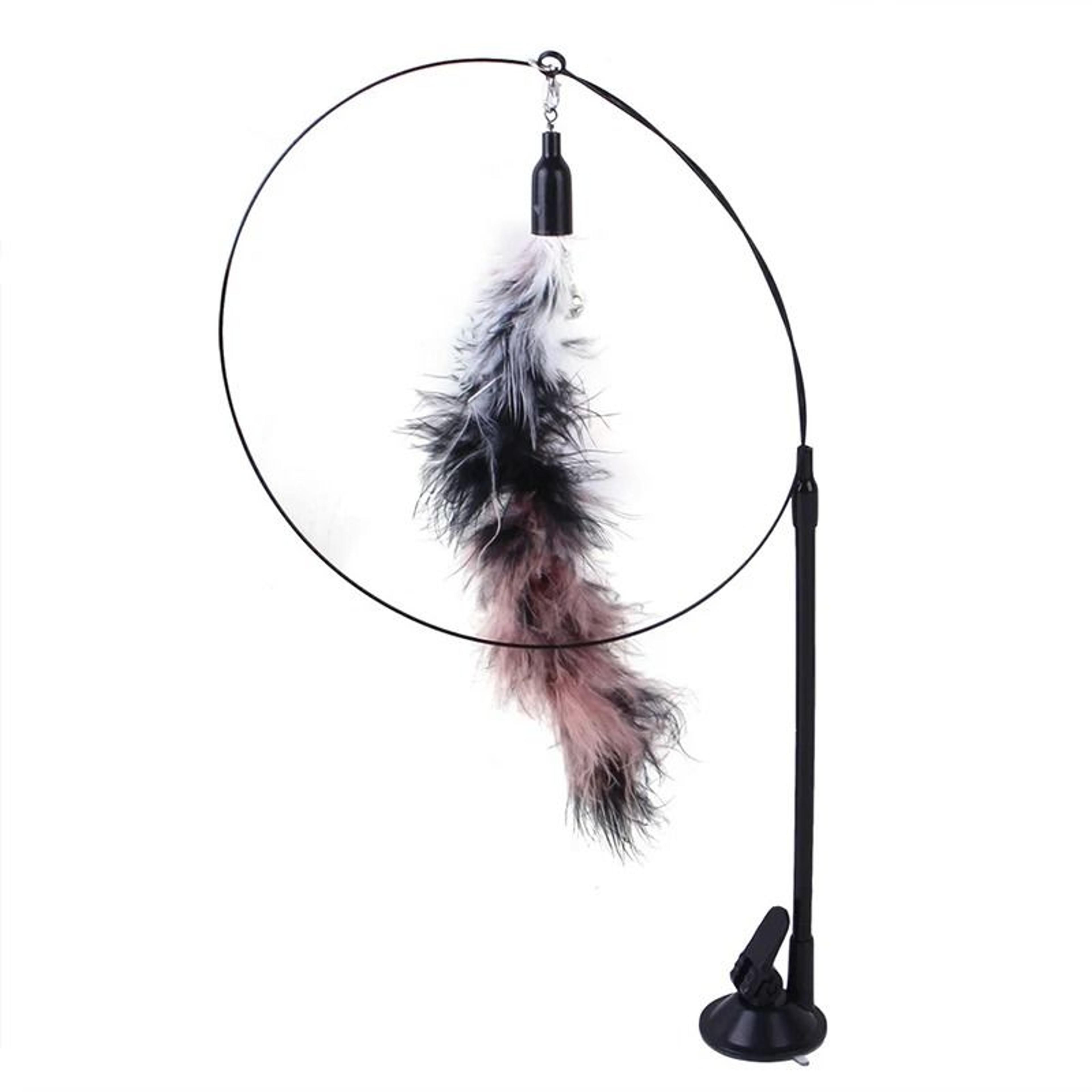 Interactive Feather Bird Cat Wand Toy With Bell Suction Cup Teaser For Indoor Cats And Kittens 4