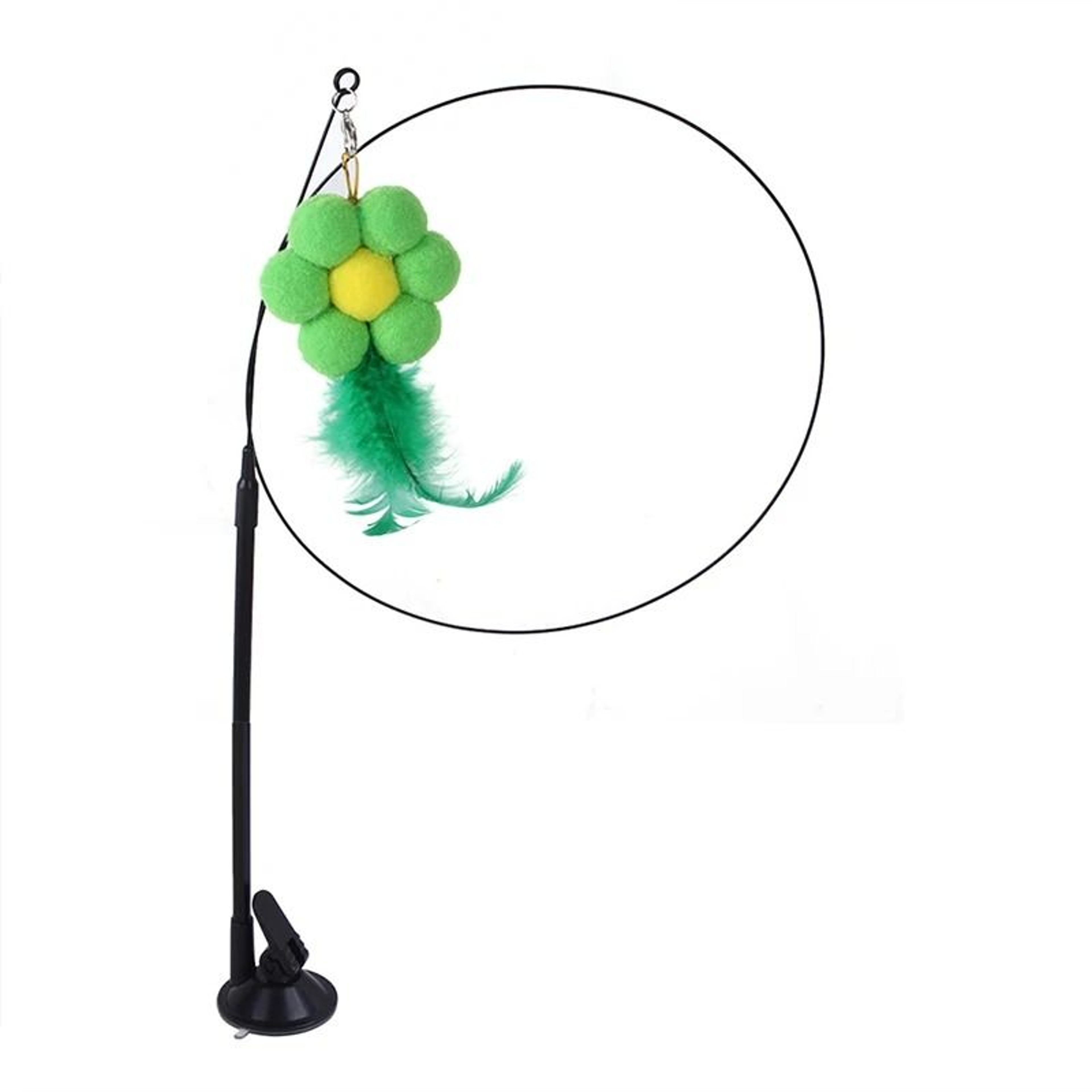 Interactive Feather Bird Cat Wand Toy With Bell Suction Cup Teaser For Indoor Cats And Kittens 2