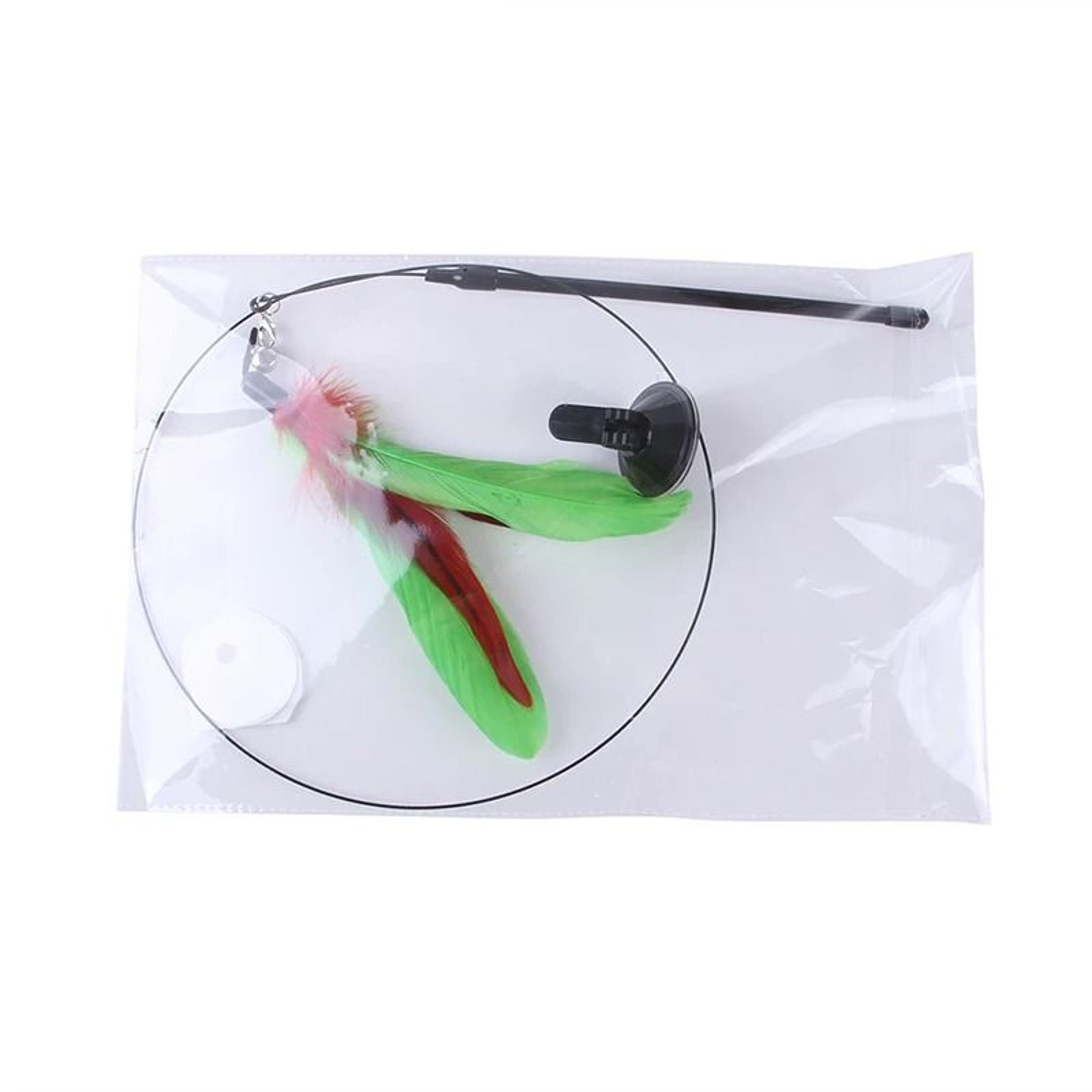 Interactive Feather Bird Cat Wand Toy With Bell Suction Cup Teaser For Indoor Cats And Kittens 8