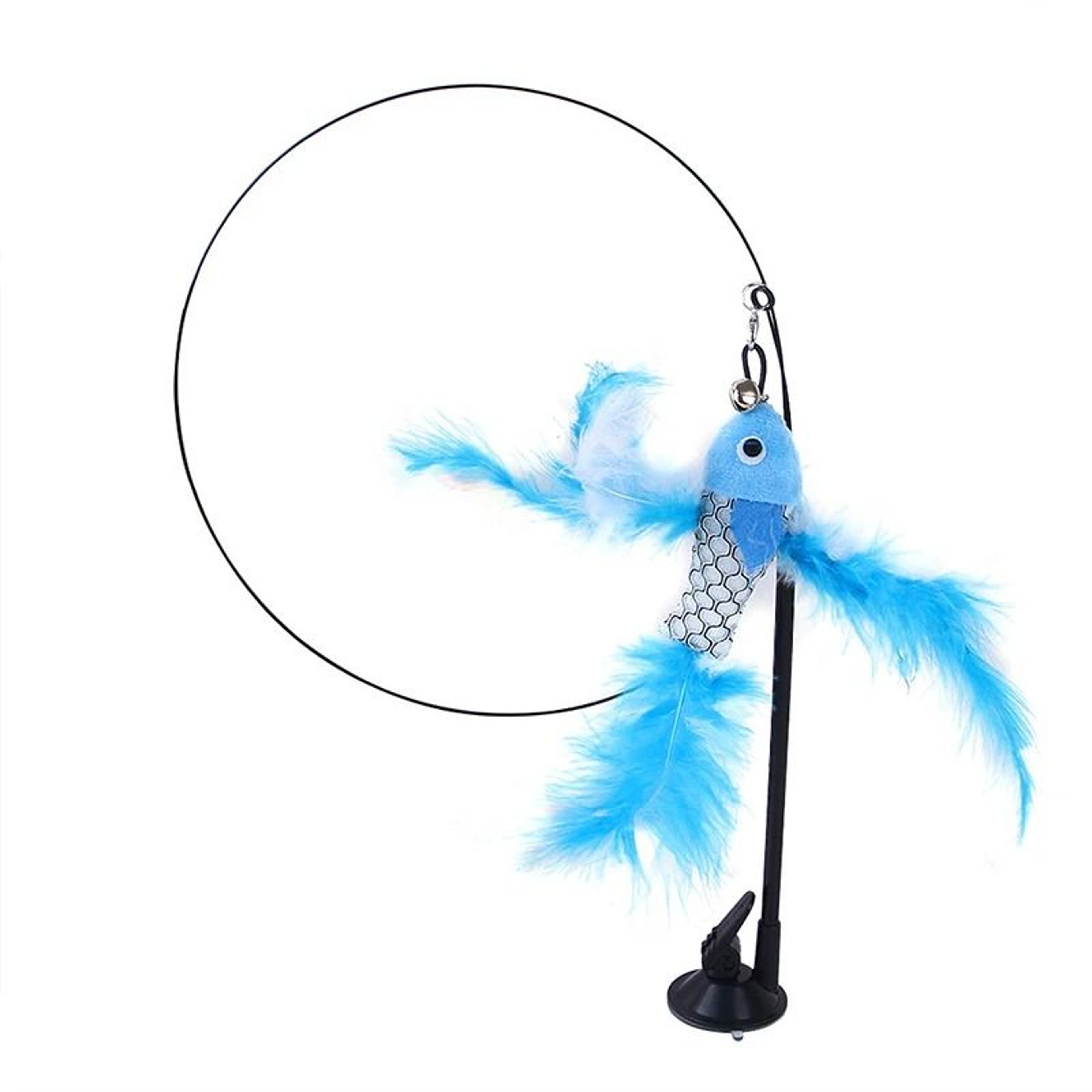 Interactive Feather Bird Cat Wand Toy With Bell Suction Cup Teaser For Indoor Cats And Kittens 9