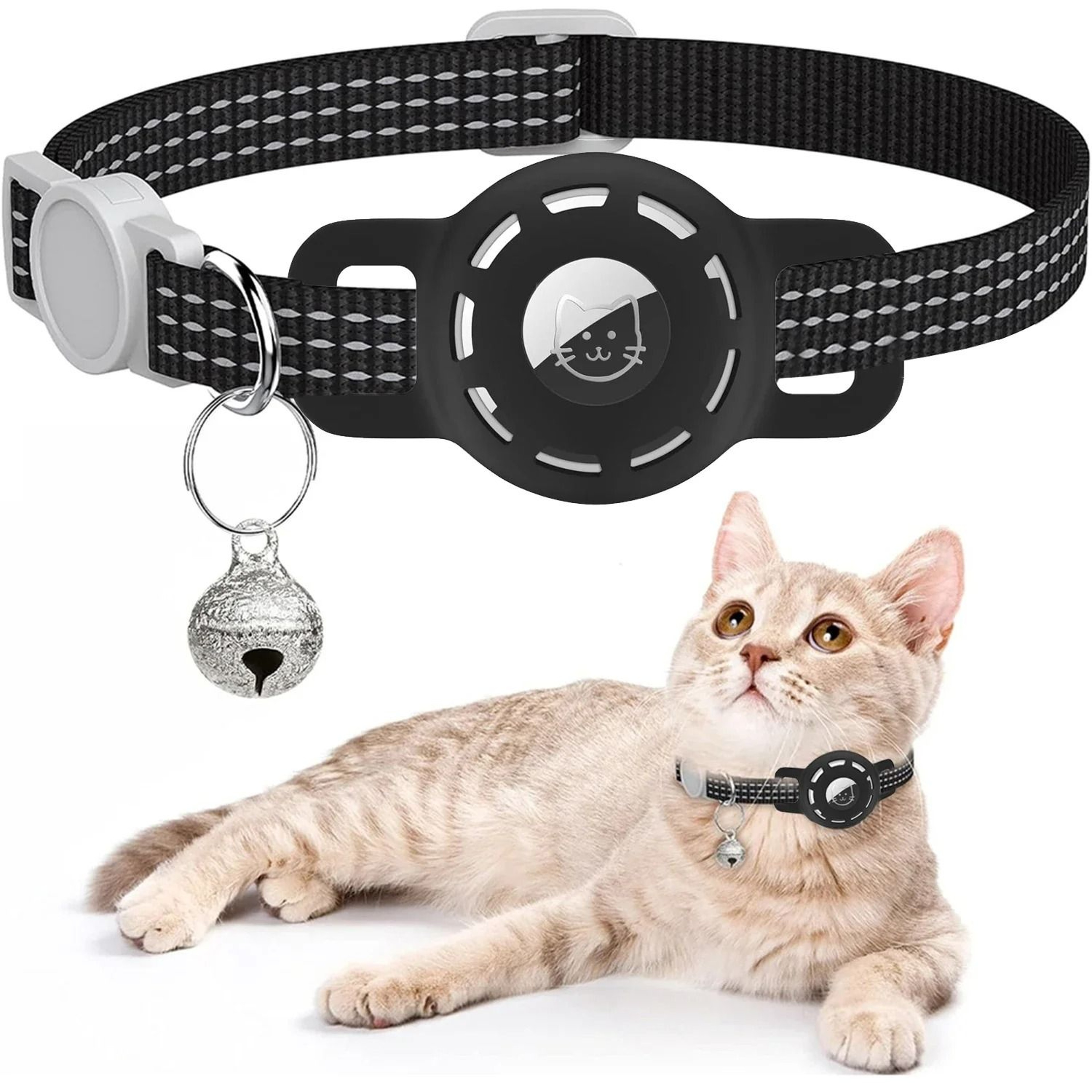 Air Tag Pet Collar With Reflective Breakaway Strap And Bell 9
