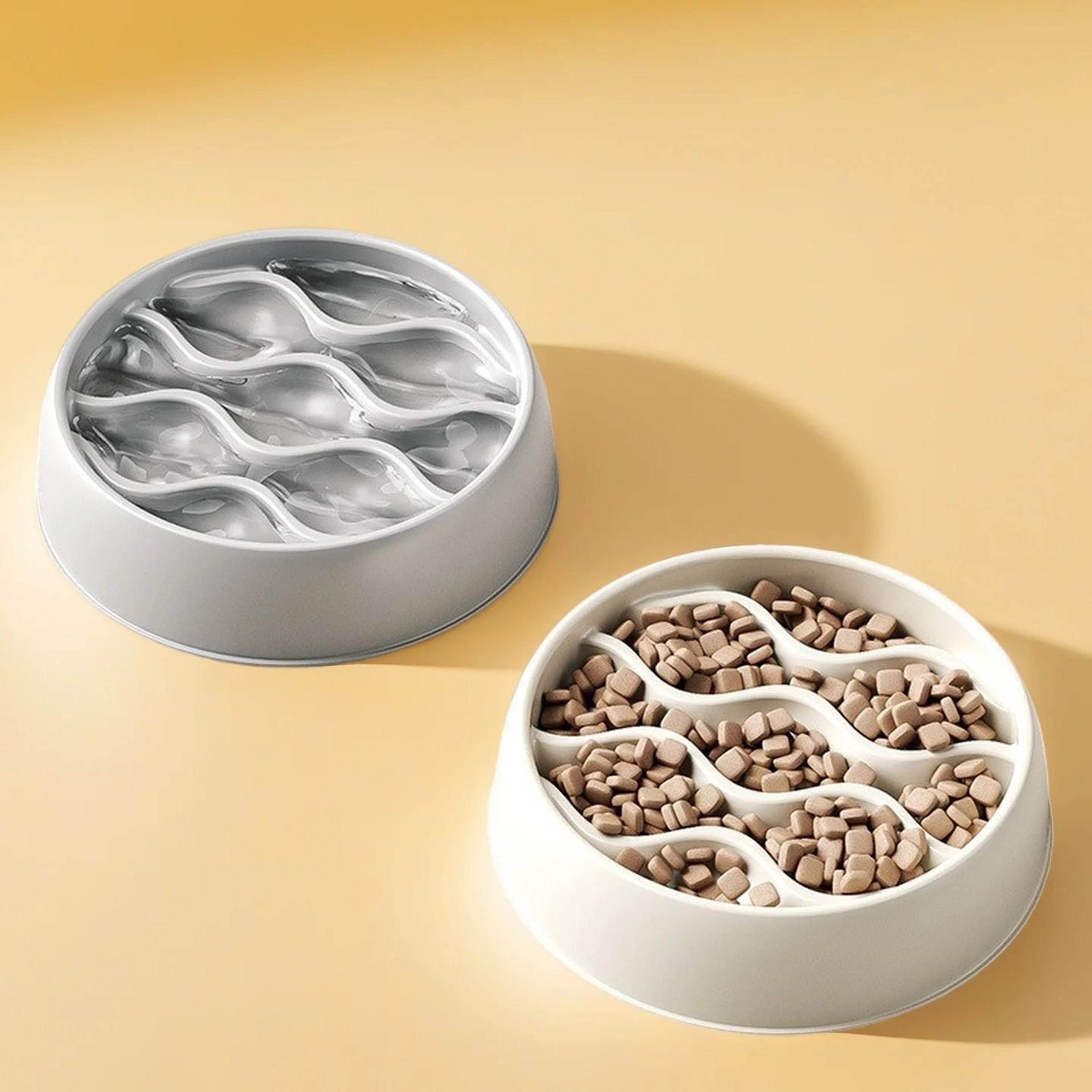Slow Feeder Cat Bowl Set With Anti Splash Dual Food And Water Dish 0