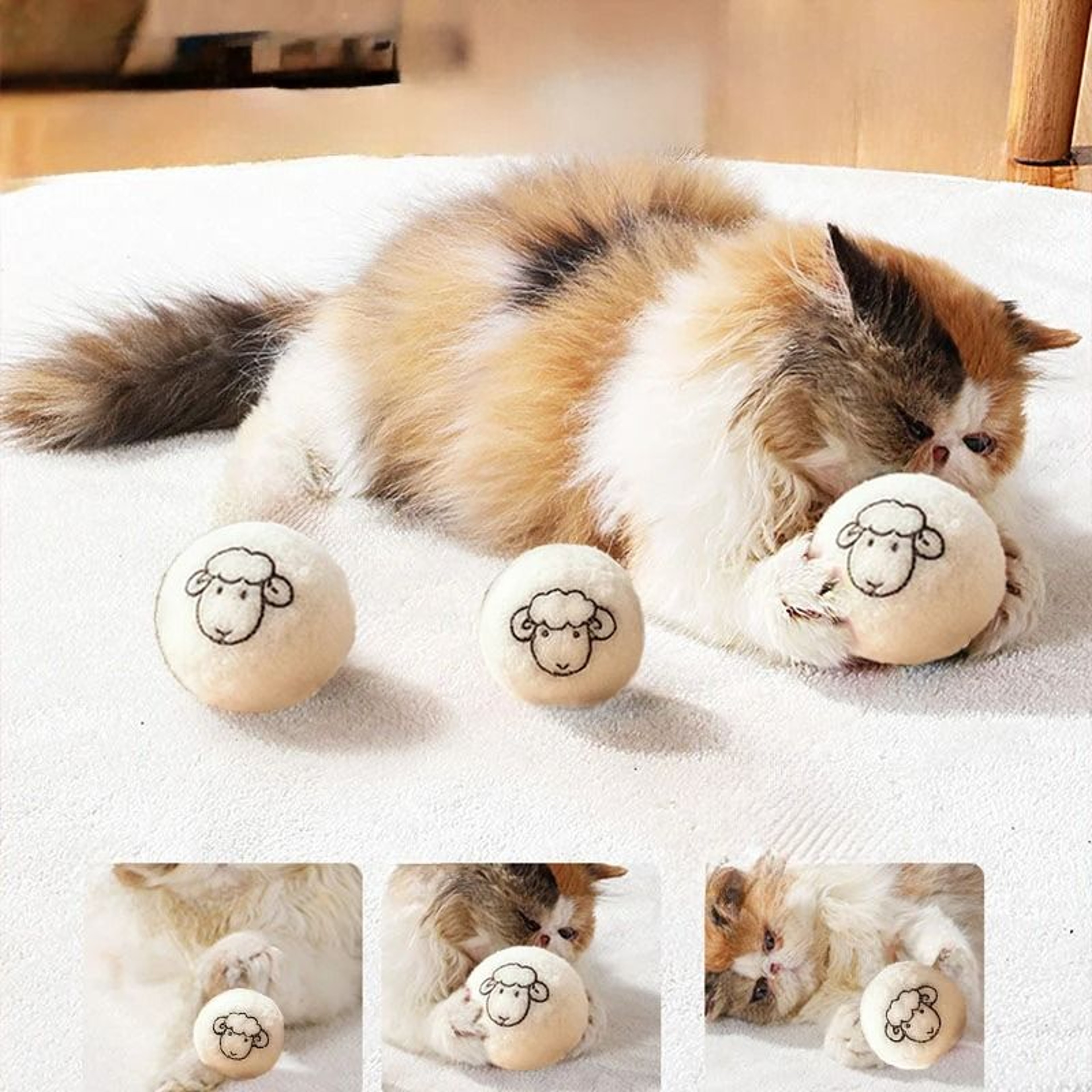 Quiet Wool Felt Cat Ball Toys For Kittens And Indoor Cats 7