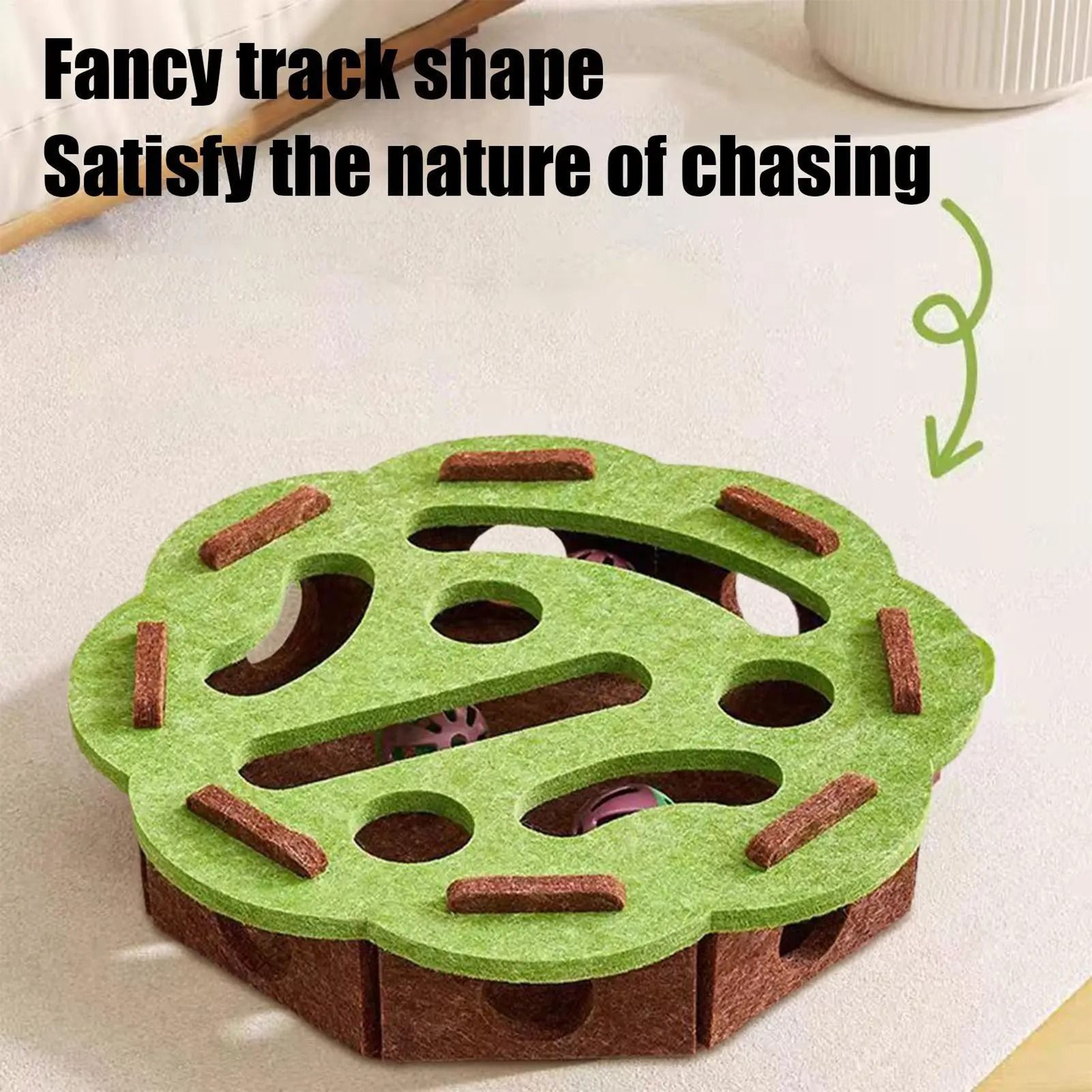 Interactive Felt Cat Puzzle Toy With Bell Maze Scratcher 1