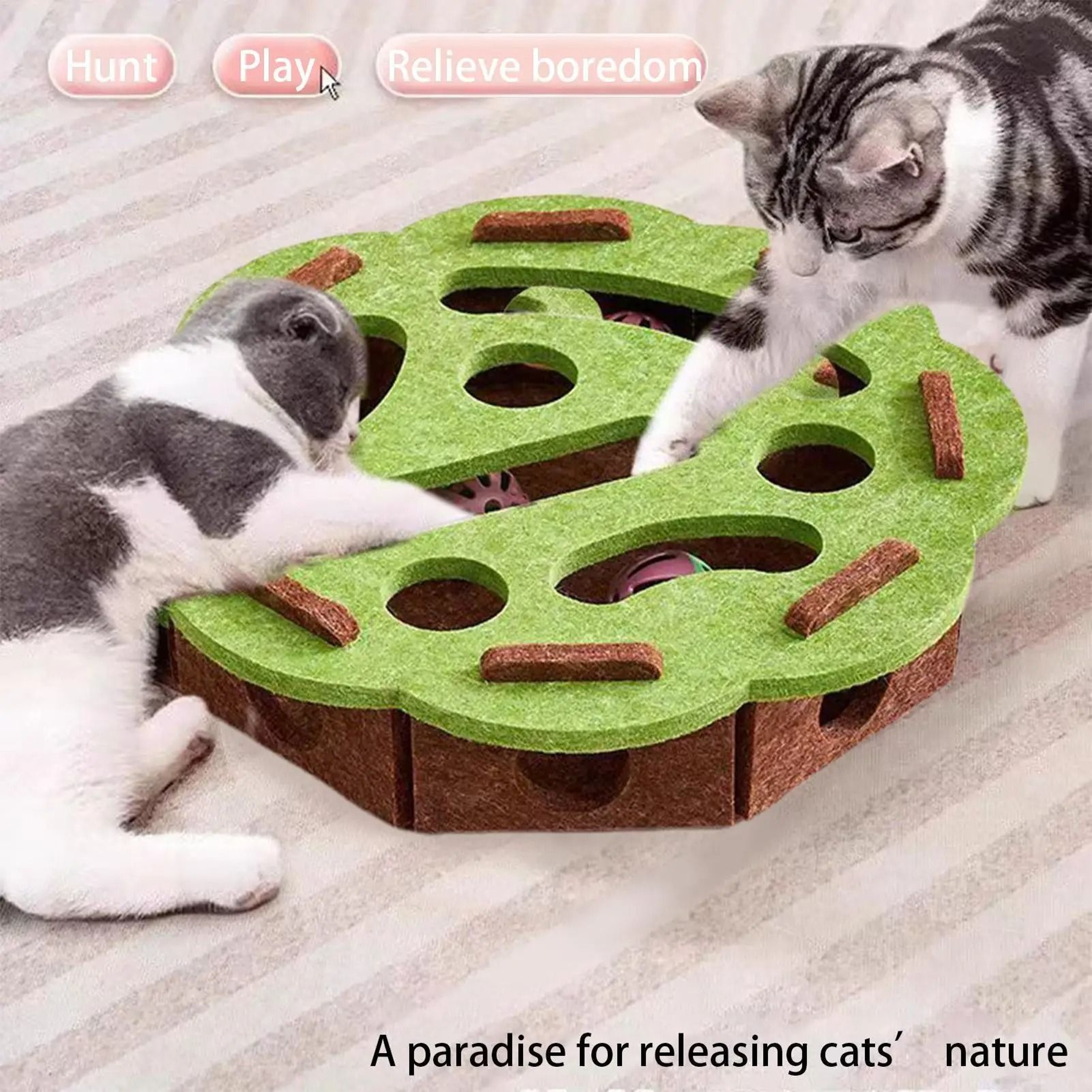 Interactive Felt Cat Puzzle Toy With Bell Maze Scratcher 6
