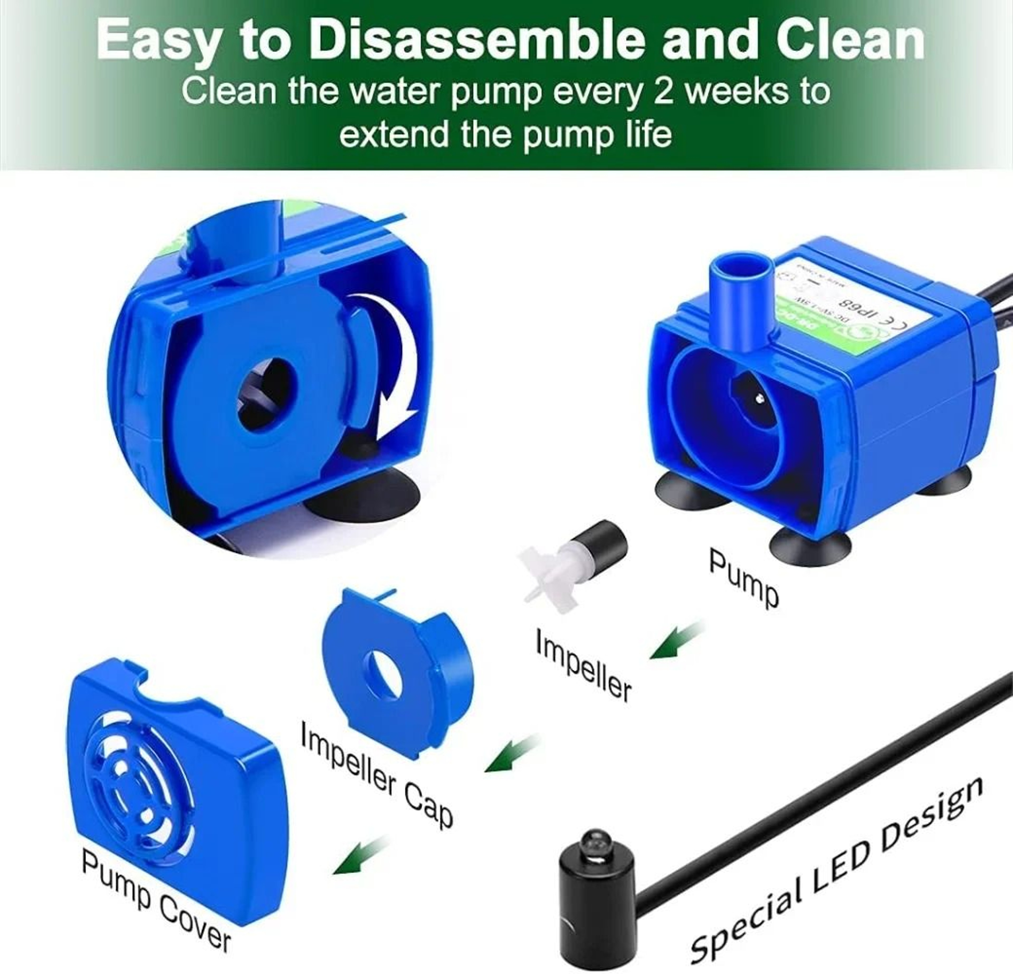 LED Cat Water Fountain Pump Replacement Motor 1