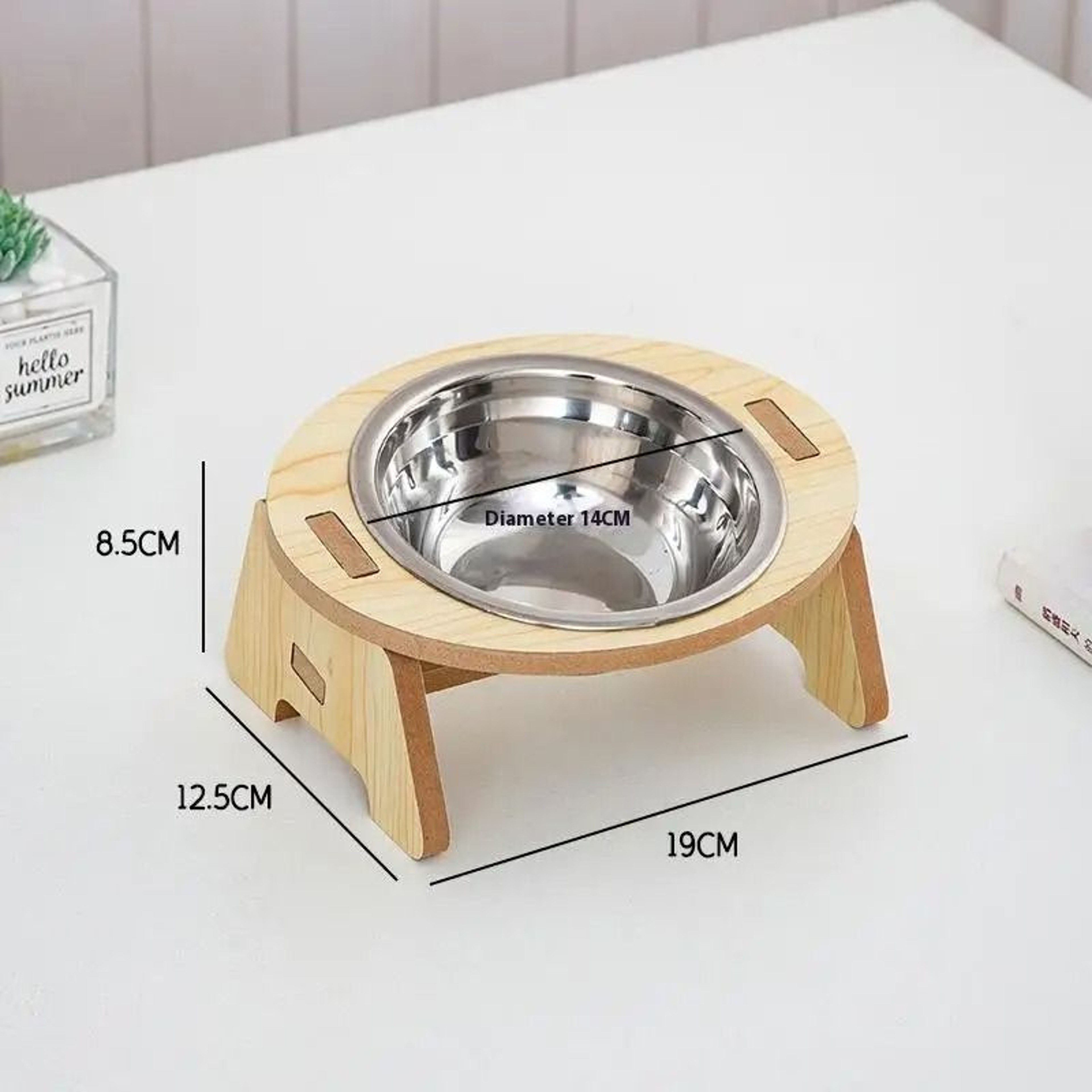 Stainless Steel Pet Feeding Bowls With Wooden Stand 1