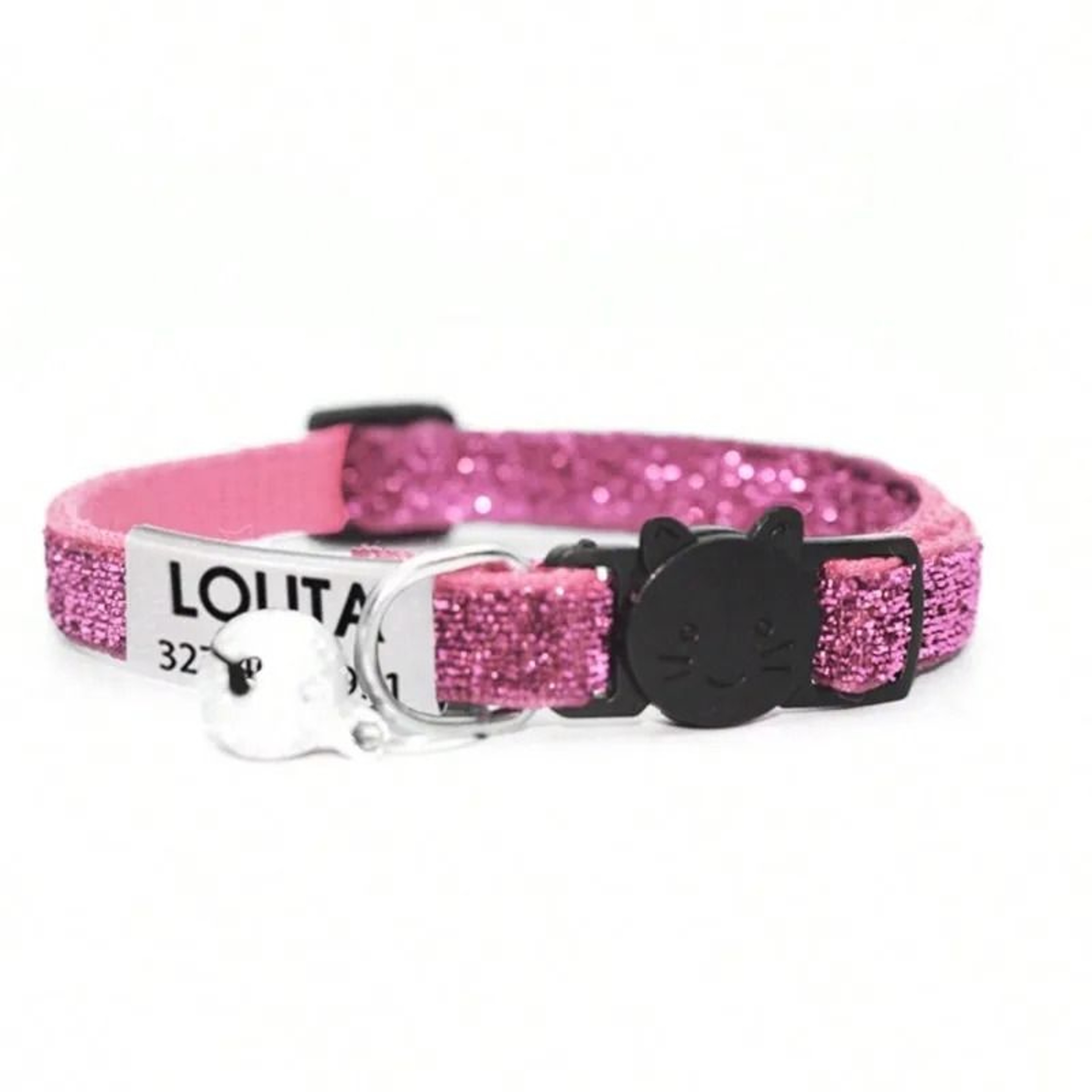 Customized Glitter Cat Collar With Engraved ID Tag 1