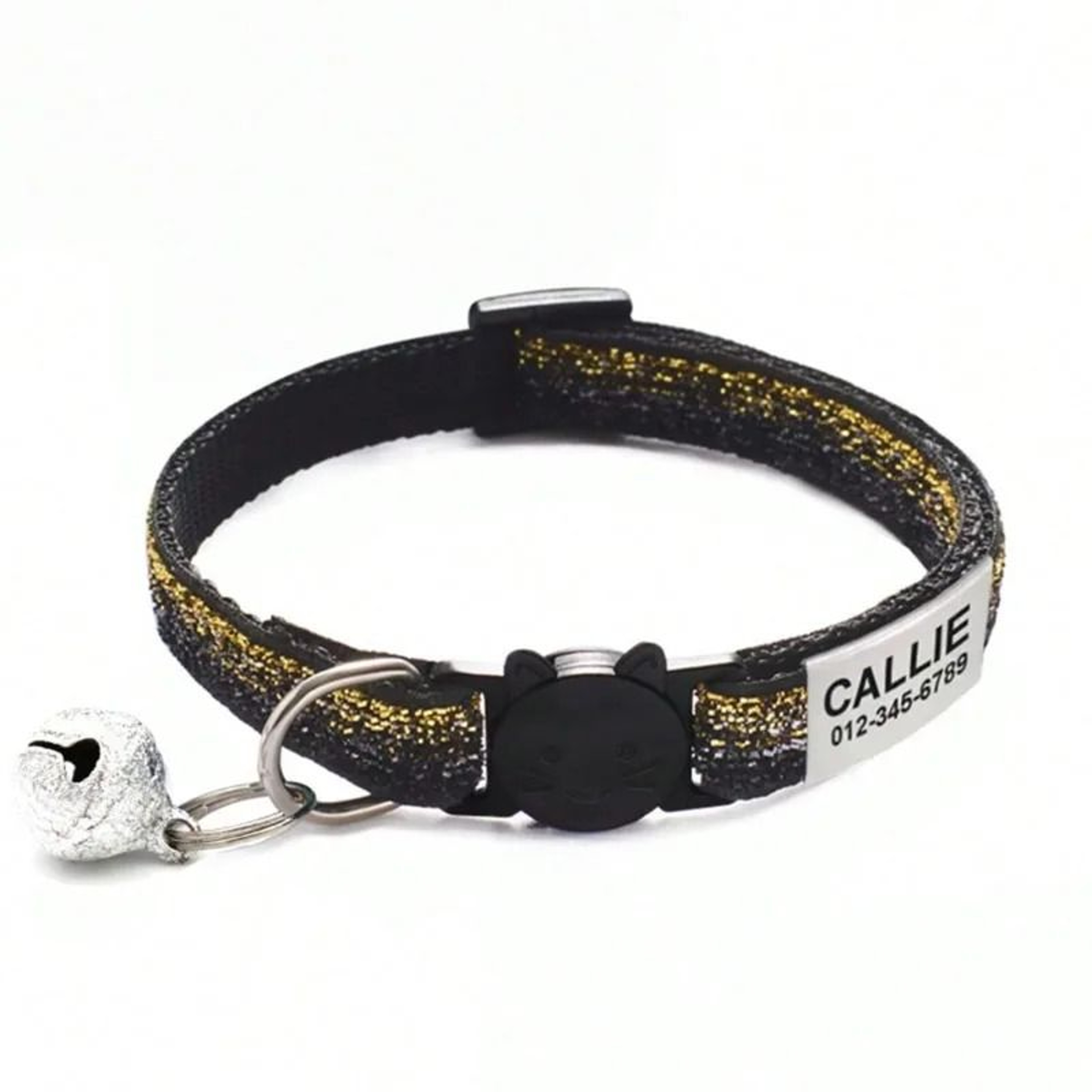 Customized Glitter Cat Collar With Engraved ID Tag 6