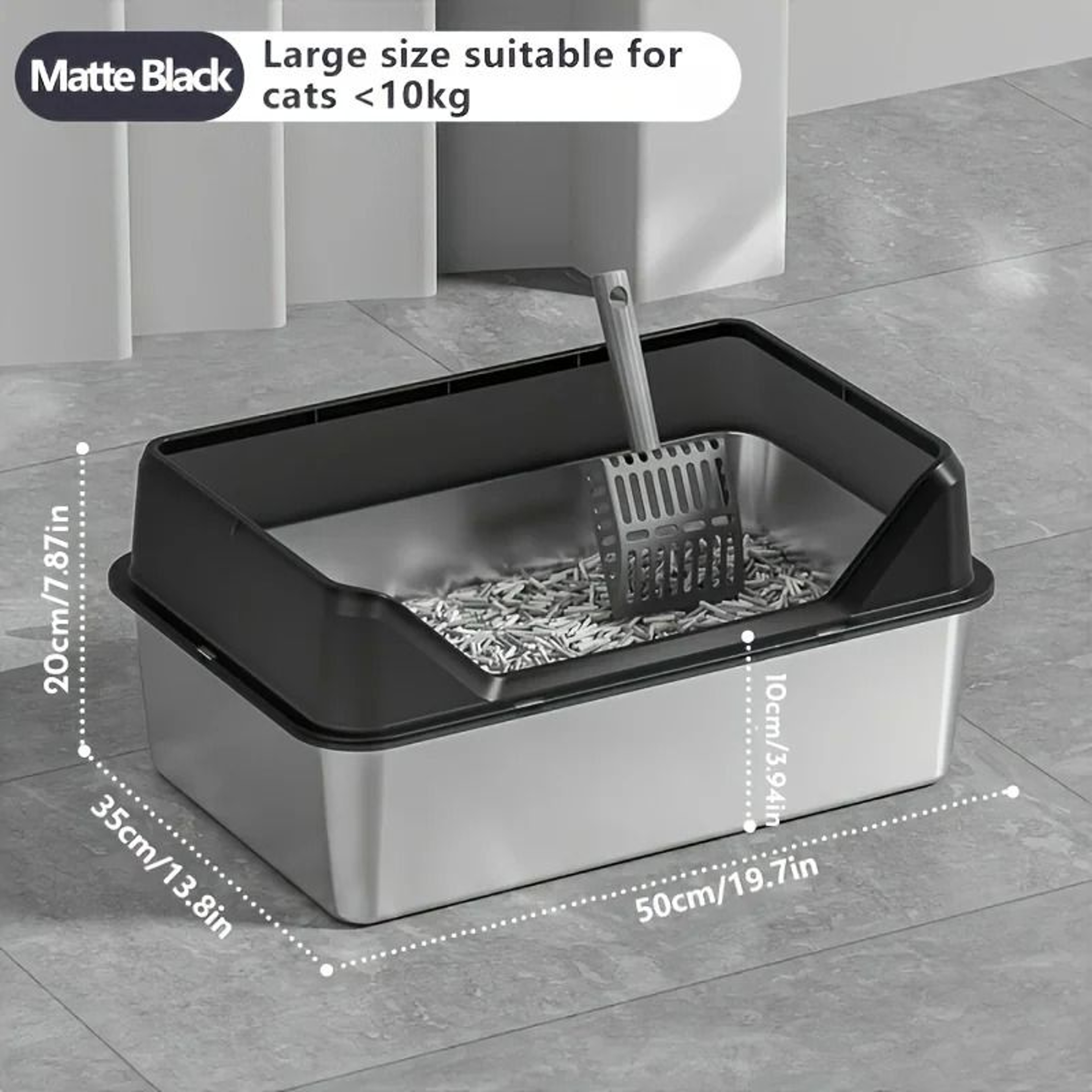 KEMORELA XL Stainless Steel Cat Litter Box With Lid 1